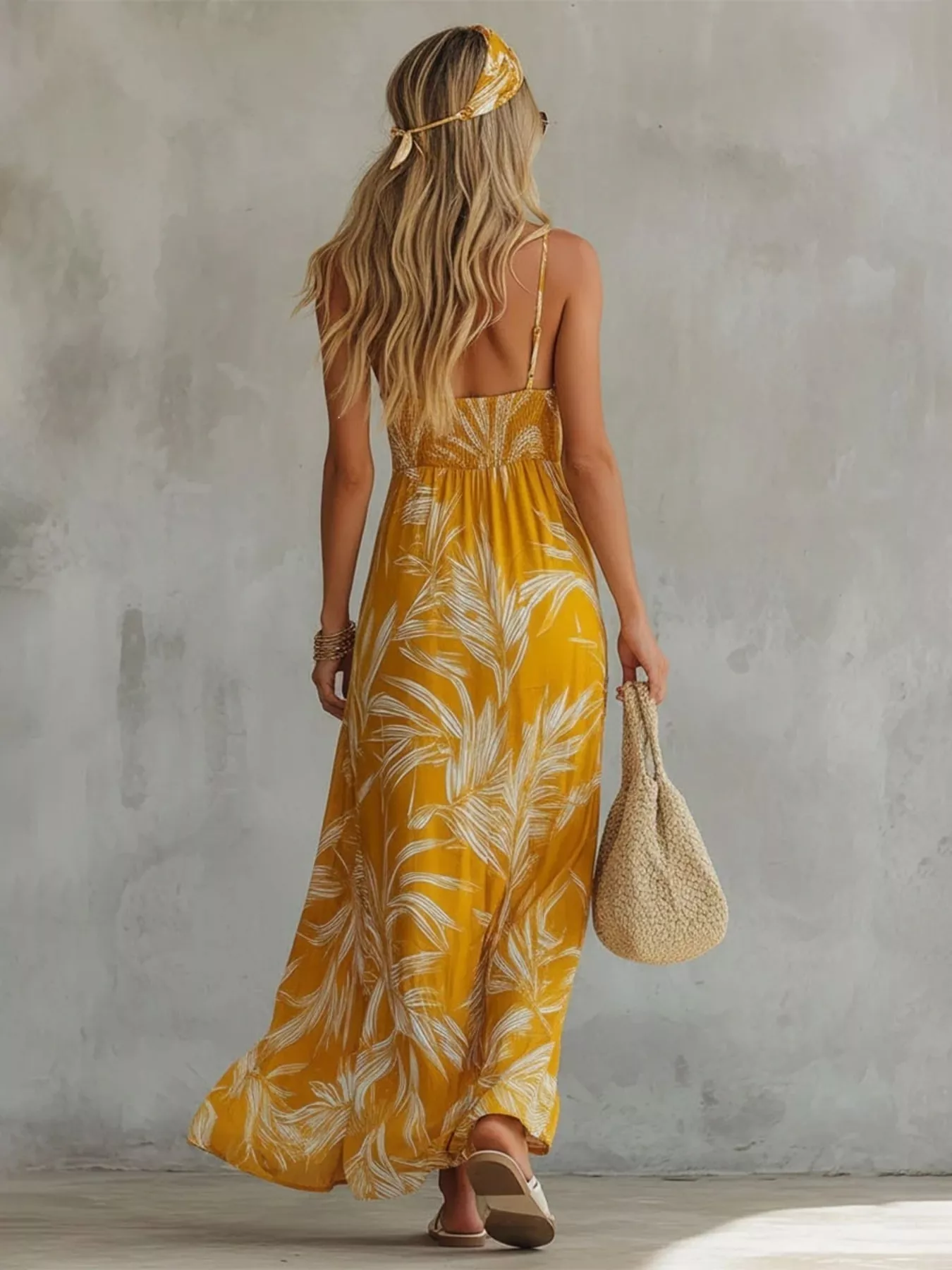 Full Size Printed Spaghetti Strap Maxi Dress Plus Size - Image 3