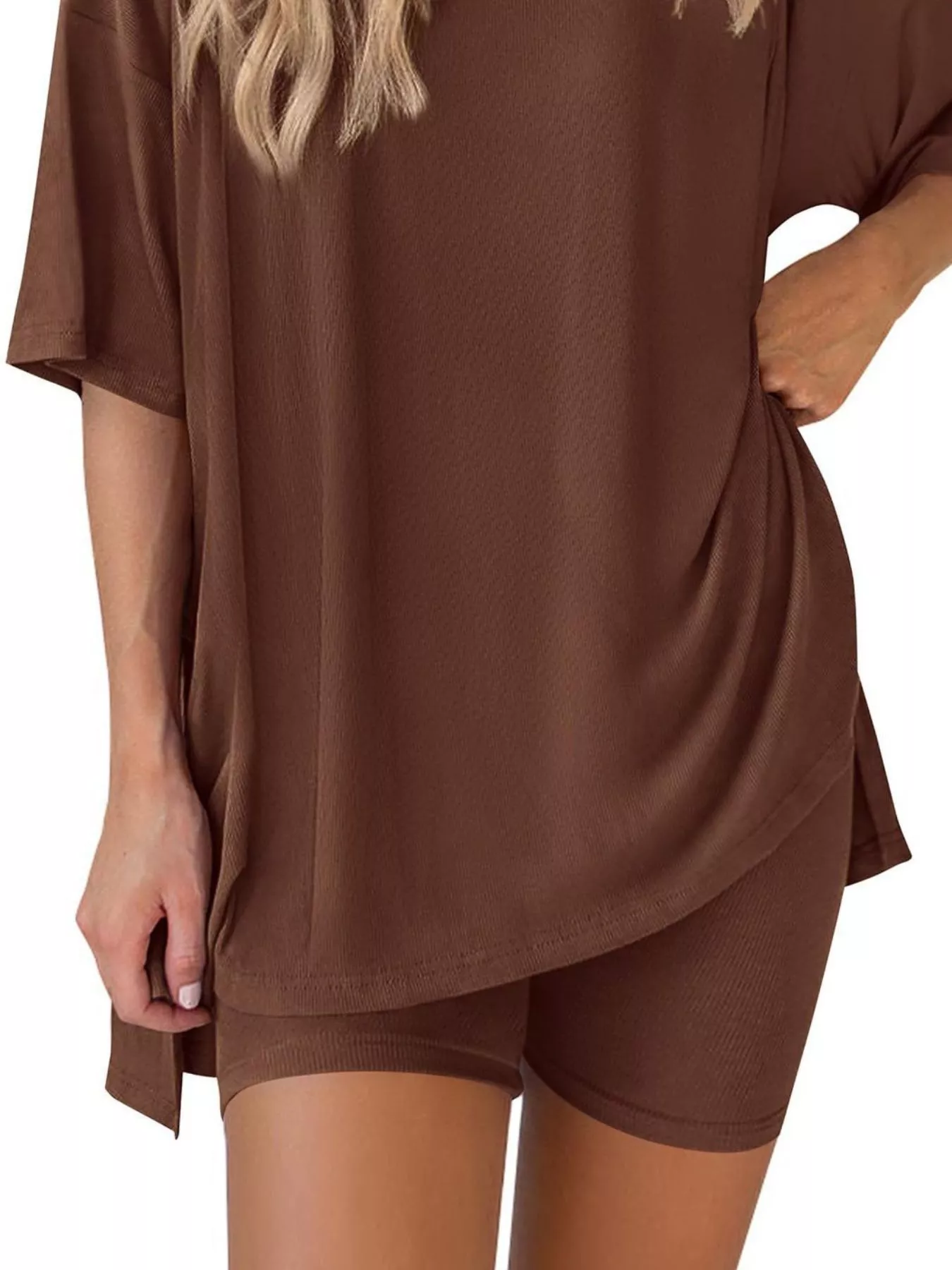 Full Size Relaxed Fit Round Neck Top and Shorts Two-Piece Set Plus Size - Image 13