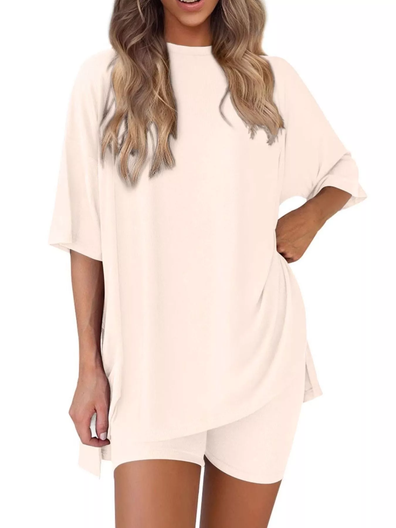 Full Size Relaxed Fit Round Neck Top and Shorts Two-Piece Set Plus Size - Image 18