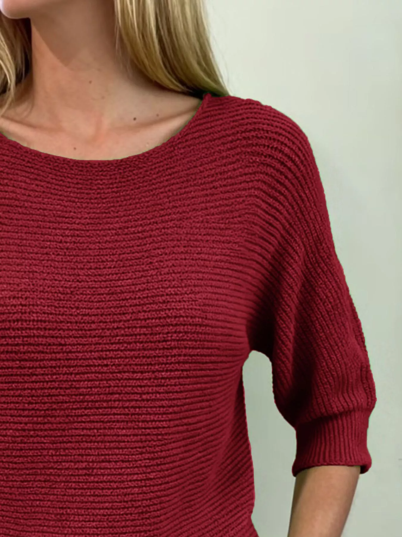 Full Size Ribbed Knit Round Neck Sweater Plus Size - Image 8