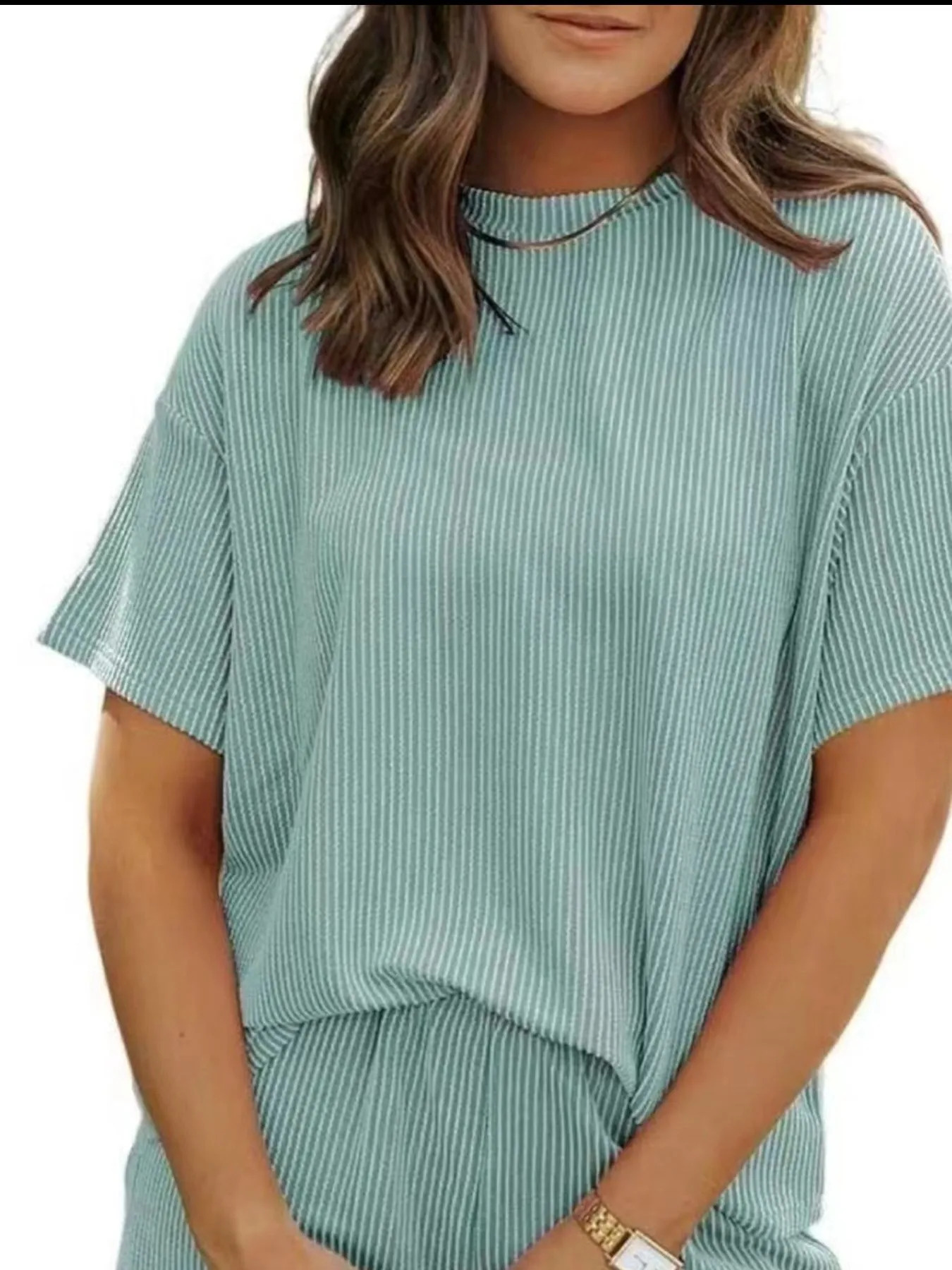 Full Size Ribbed Short Sleeve Top and Shorts Two-Piece Set Plus Size - Image 14