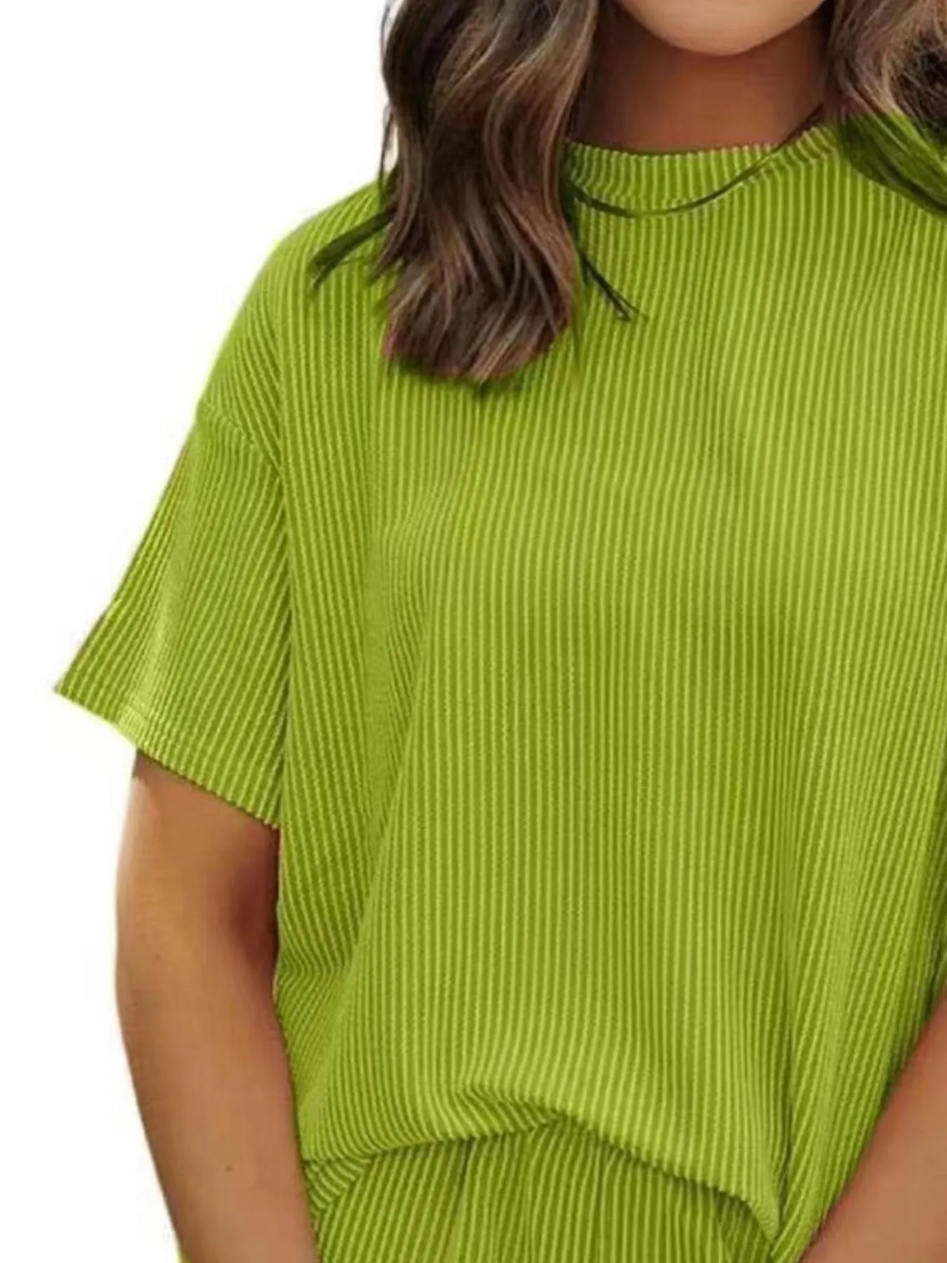 Full Size Ribbed Short Sleeve Top and Shorts Two-Piece Set Plus Size - Image 24
