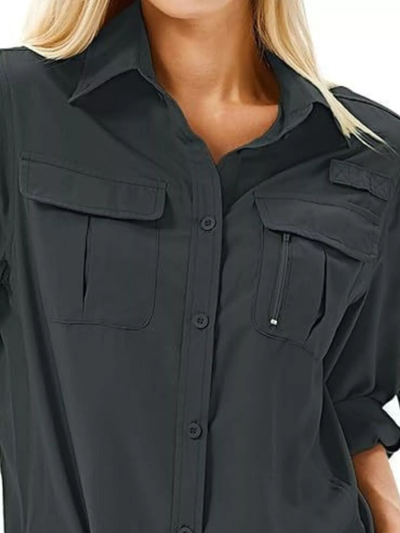 Full Size Roll-Up Sleeve Button Up Shirt Plus Size - Image 20