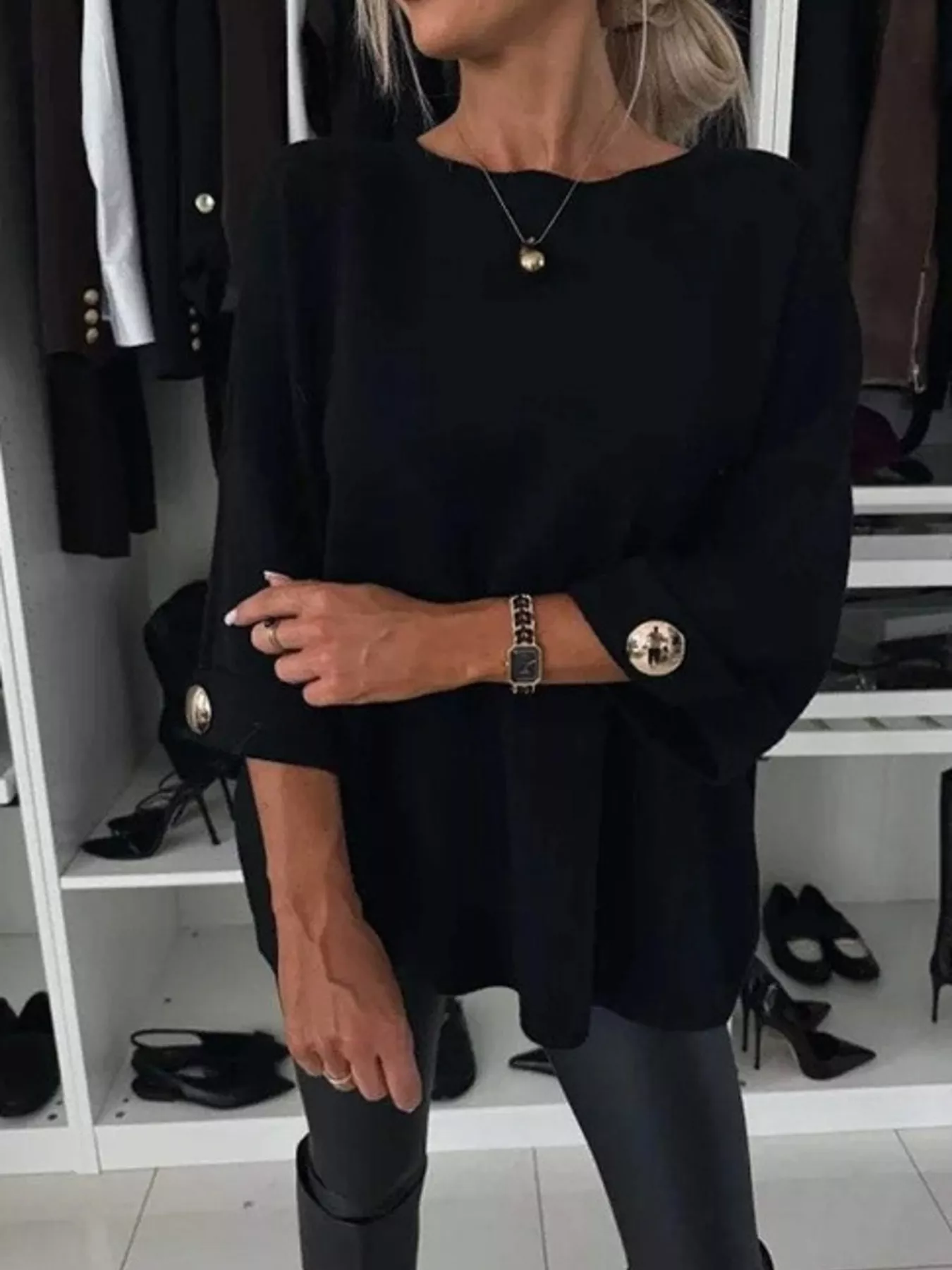 Full Size Round Neck Drop Shoulder Top with Ribbed Trim Plus Size - Image 4