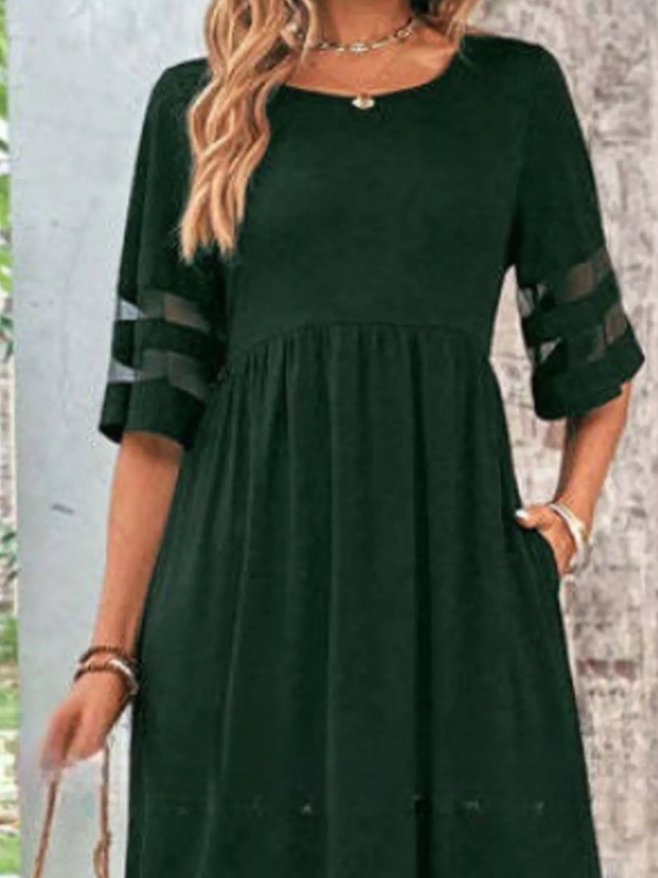 Full Size Round Neck Half Sleeve Dress Plus Size - Image 10