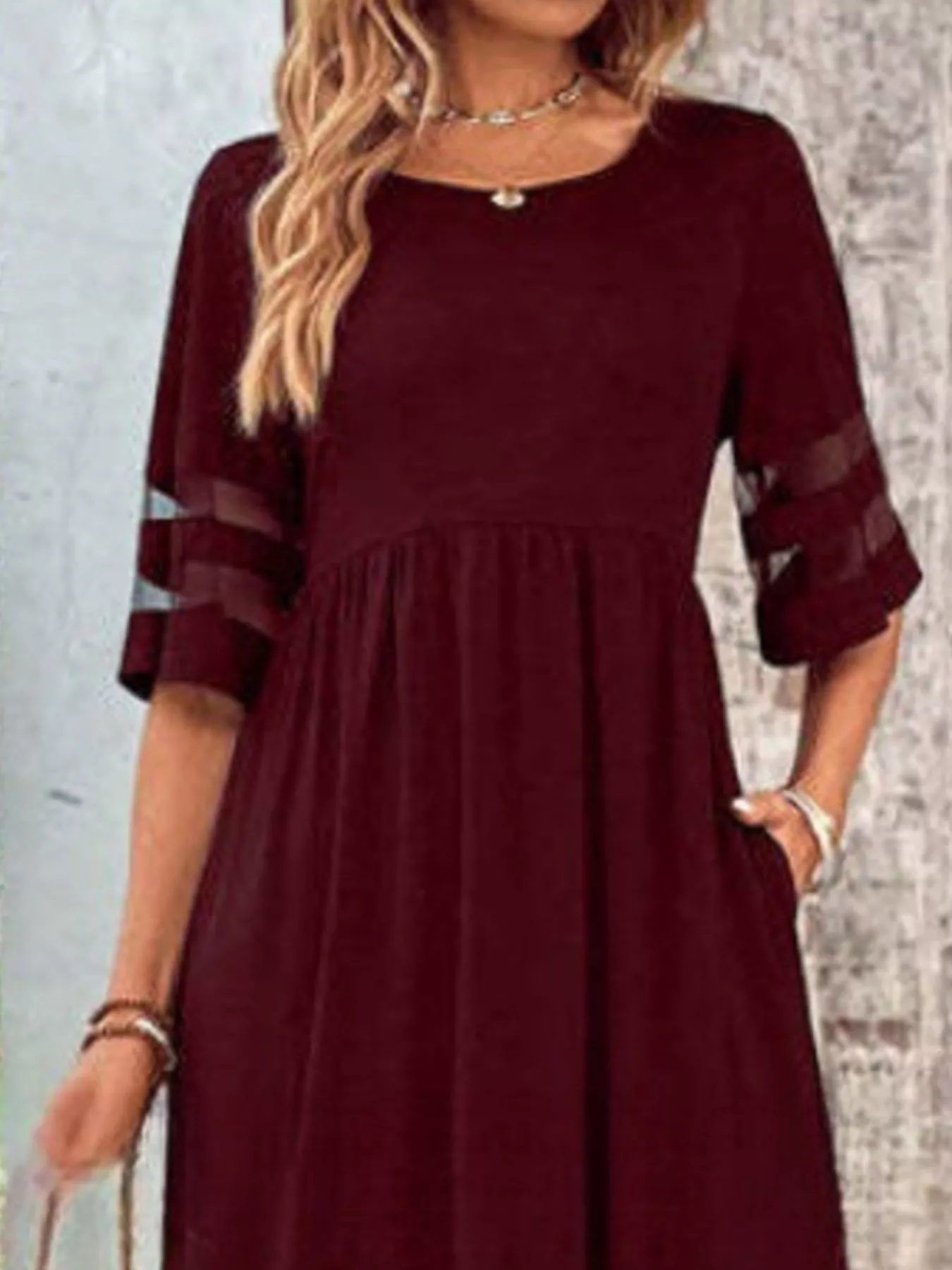 Full Size Round Neck Half Sleeve Dress Plus Size - Image 7