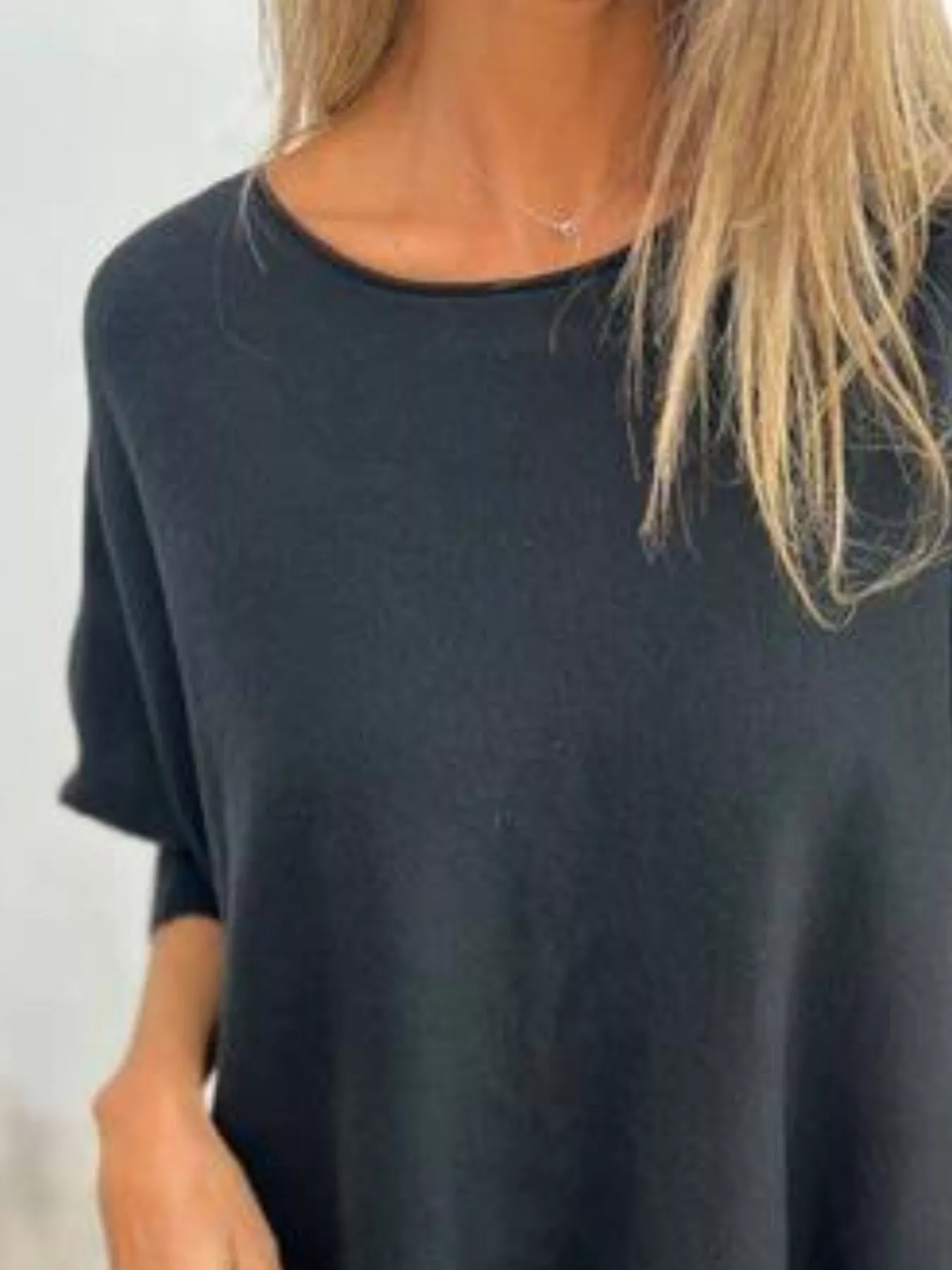 Full Size Round Neck Long Sleeve Knit Top with Lace Trim Plus Size - Image 5
