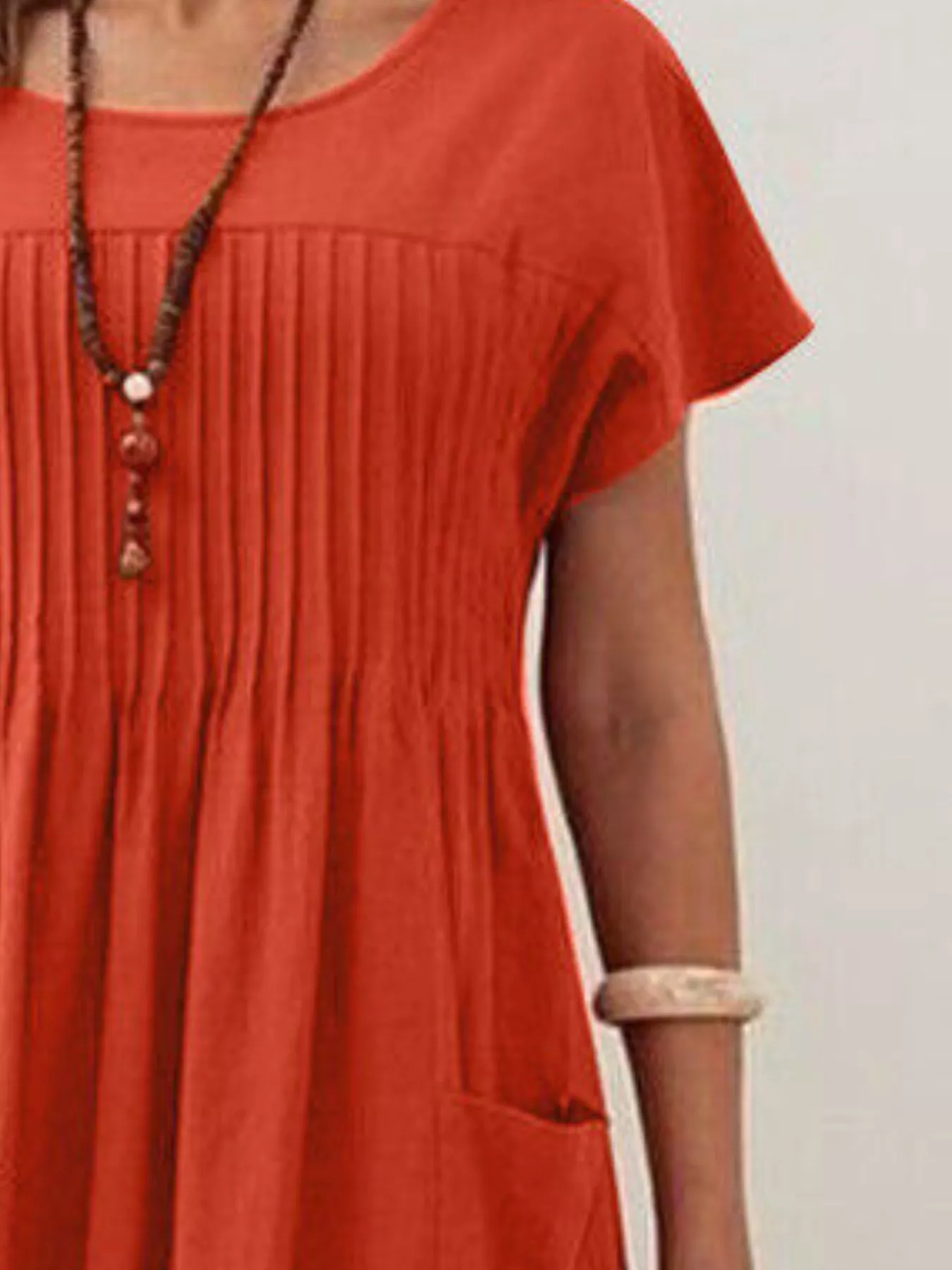 Full Size Round Neck Short Sleeve Midi Dress Plus Size - Image 3