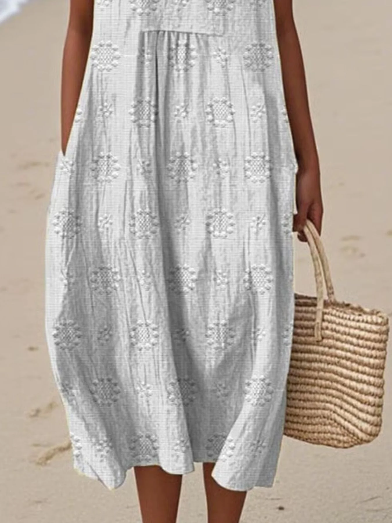 Full Size Round Neck Sleeveless Casual Midi Dress Plus Size - Image 27