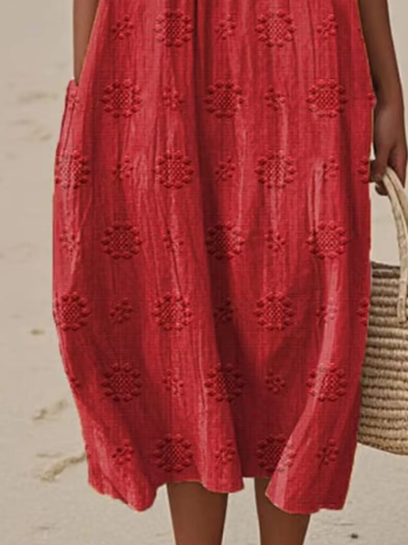 Full Size Round Neck Sleeveless Casual Midi Dress Plus Size - Image 30