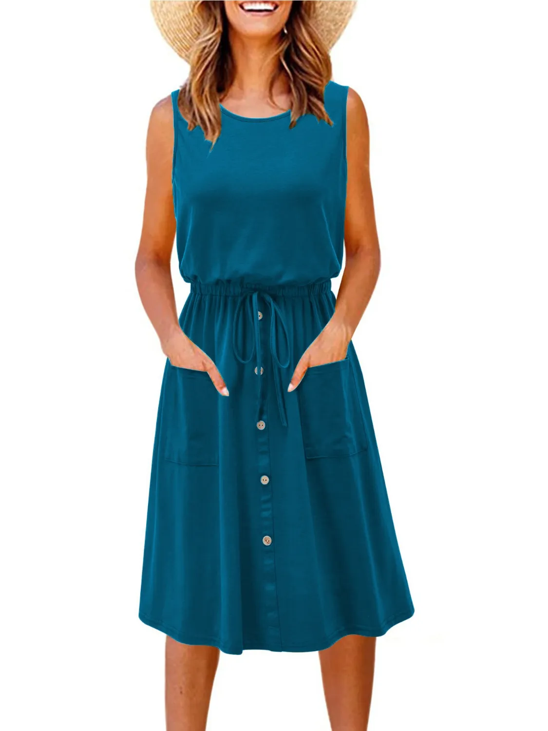 Full Size Round Neck Sleeveless Tank Dress Plus Size - Image 13