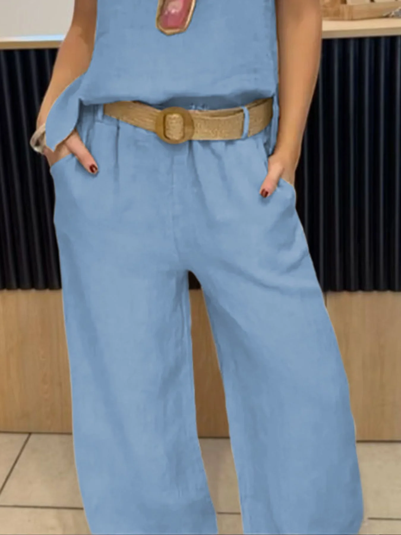 Full Size Round Neck Tank and Pants Set Plus Size - Image 9