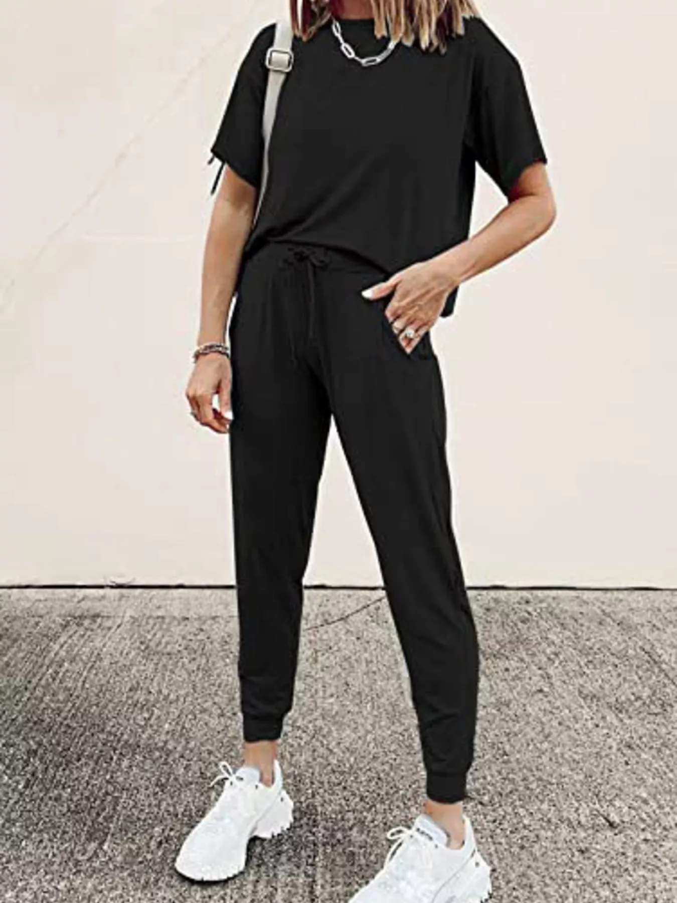 Full Size Round Neck Top and Drawstring Pants Set Plus Size - Image 7