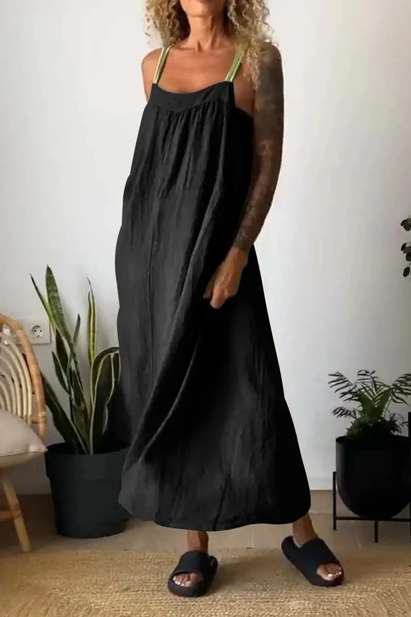Full Size Ruched Cami Maxi Dress with Pockets Plus Size - Image 12