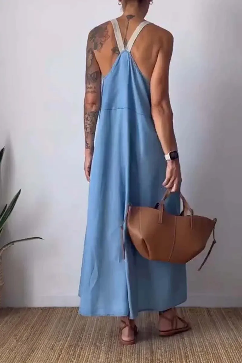 Full Size Ruched Cami Maxi Dress with Pockets Plus Size - Image 7
