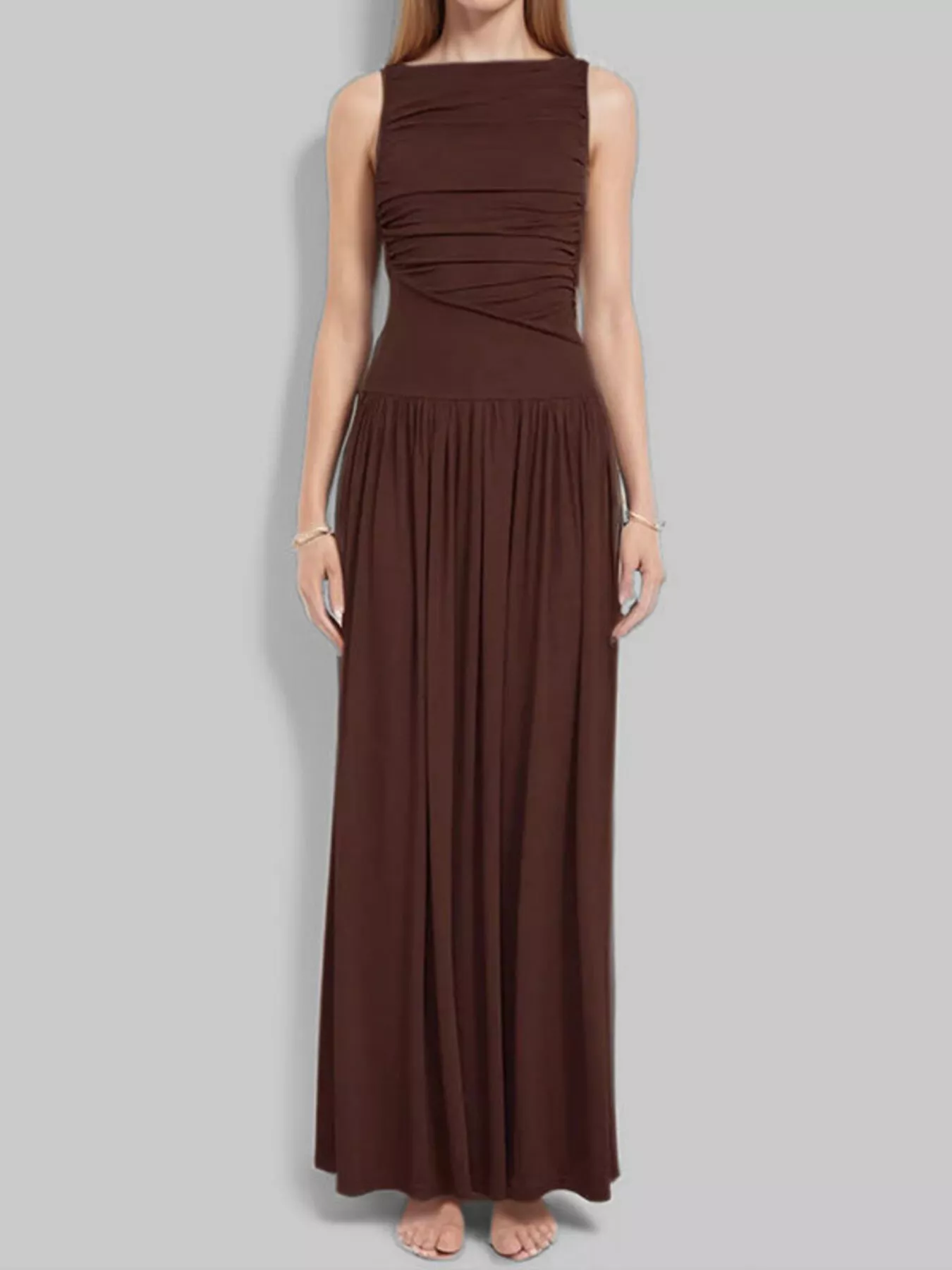 Full Size Ruched Sleeveless Maxi Dress Plus Size - Image 6