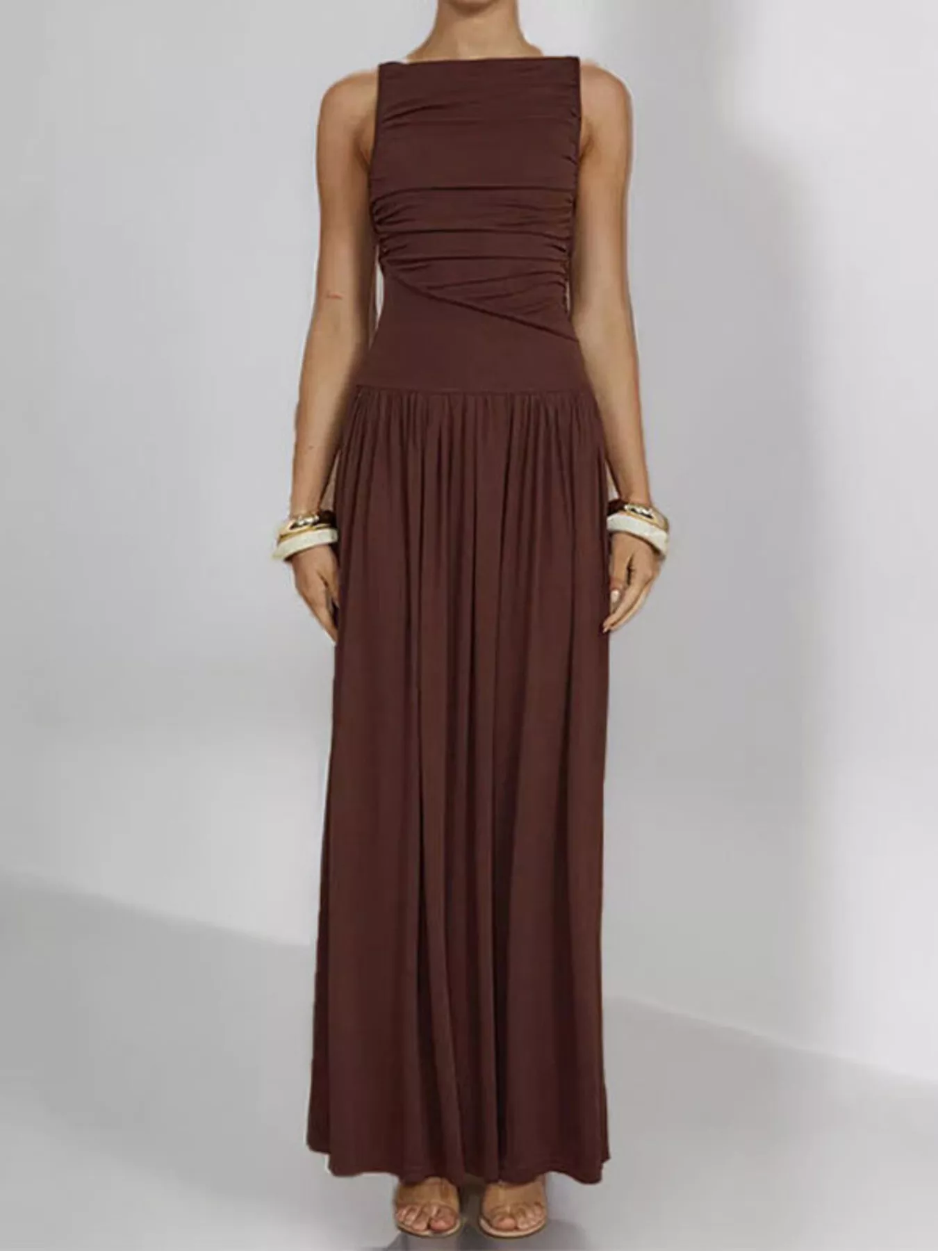 Full Size Ruched Sleeveless Maxi Dress Plus Size - Image 7