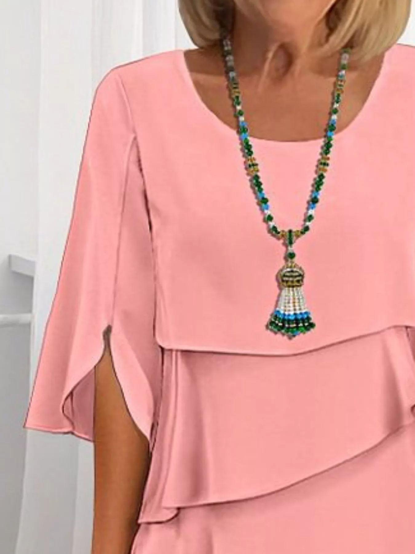 Full Size Ruffled Layered Flutter Sleeve Dress Plus Size - Image 5