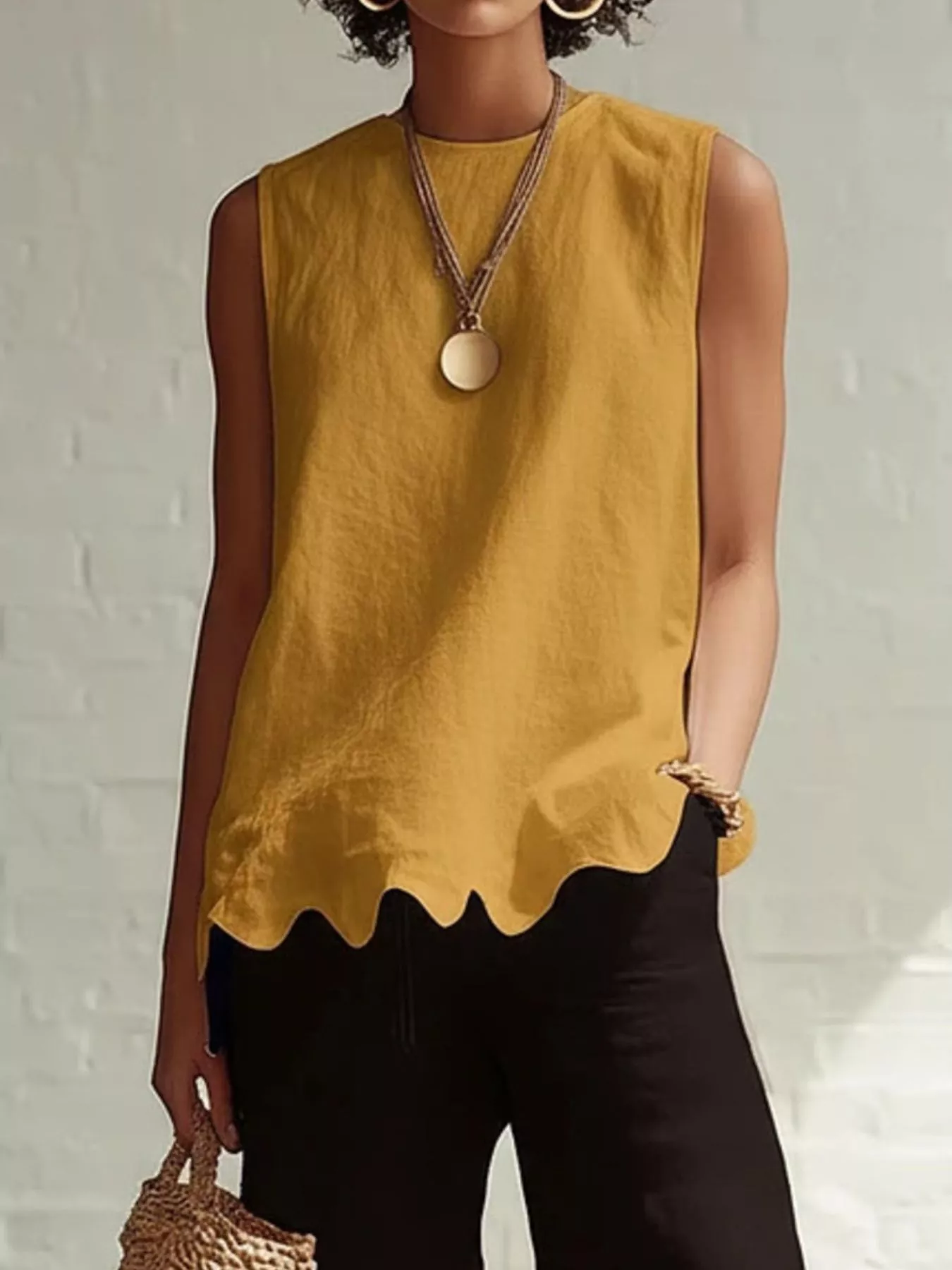 Full Size Scalloped Hem Sleeveless Tank Top Plus Size - Image 10