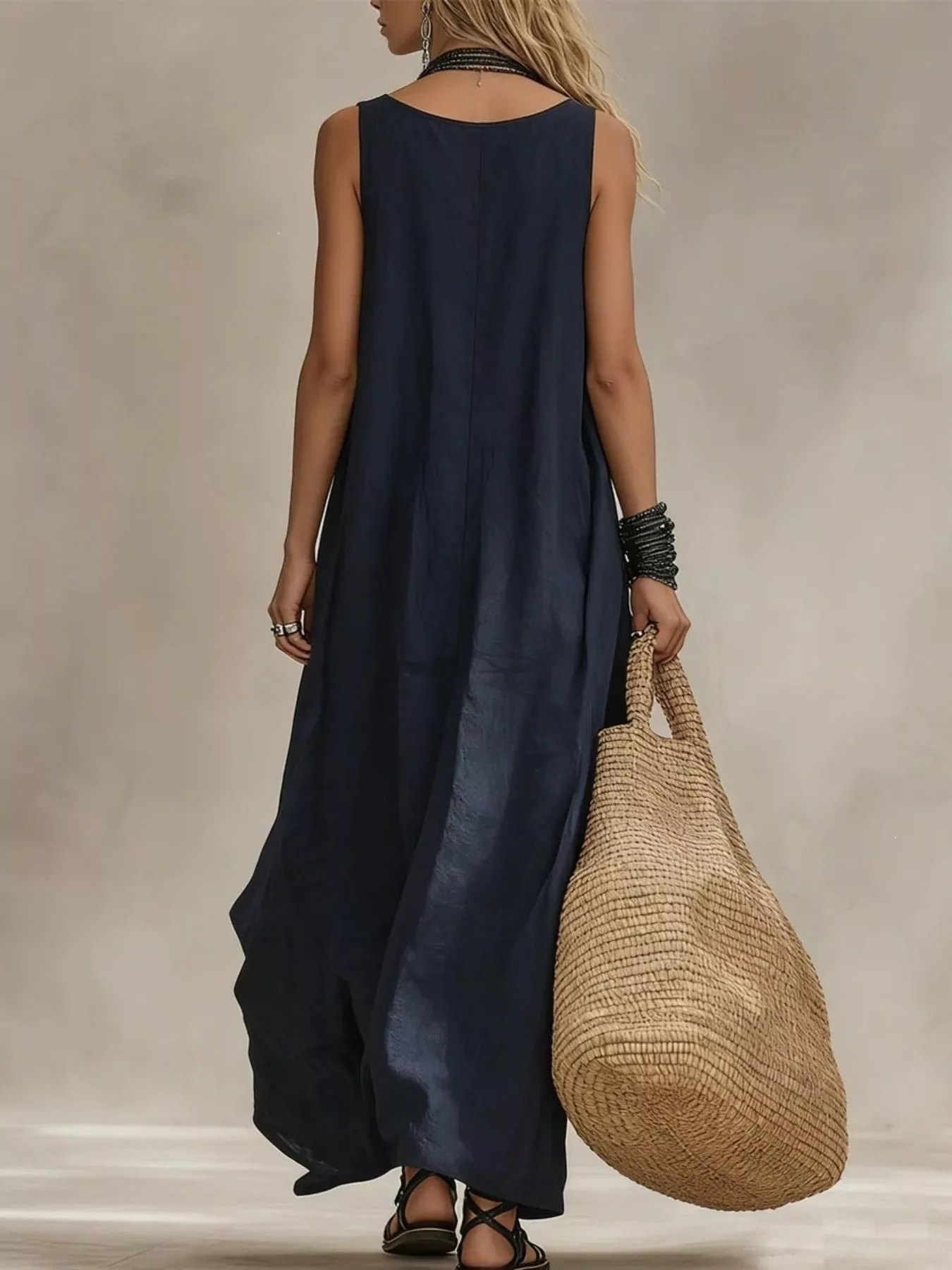 Full Size Scoop Neck Sleeveless Maxi Dress Plus Size - Image 4