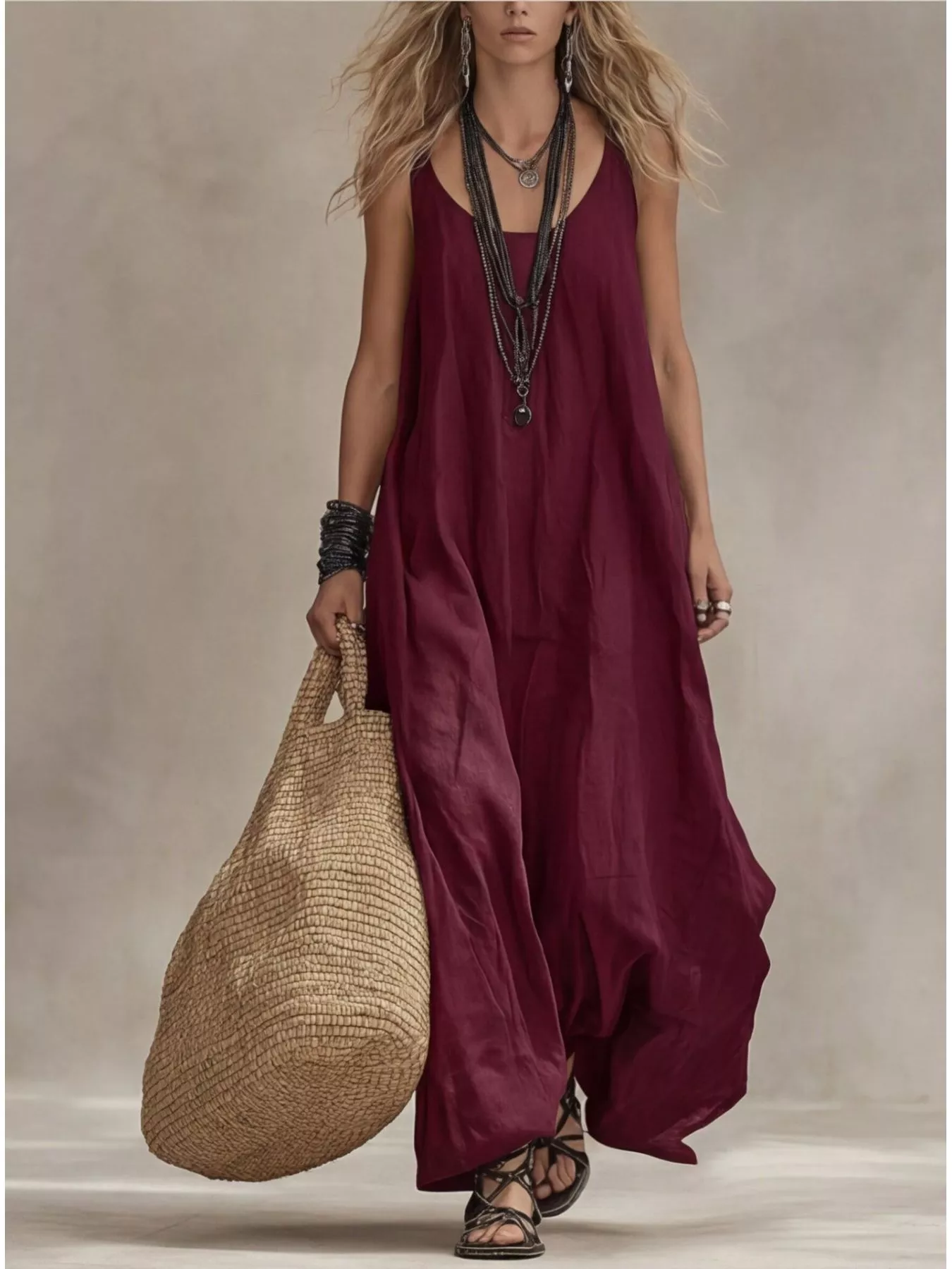 Full Size Scoop Neck Sleeveless Maxi Dress Plus Size - Image 5