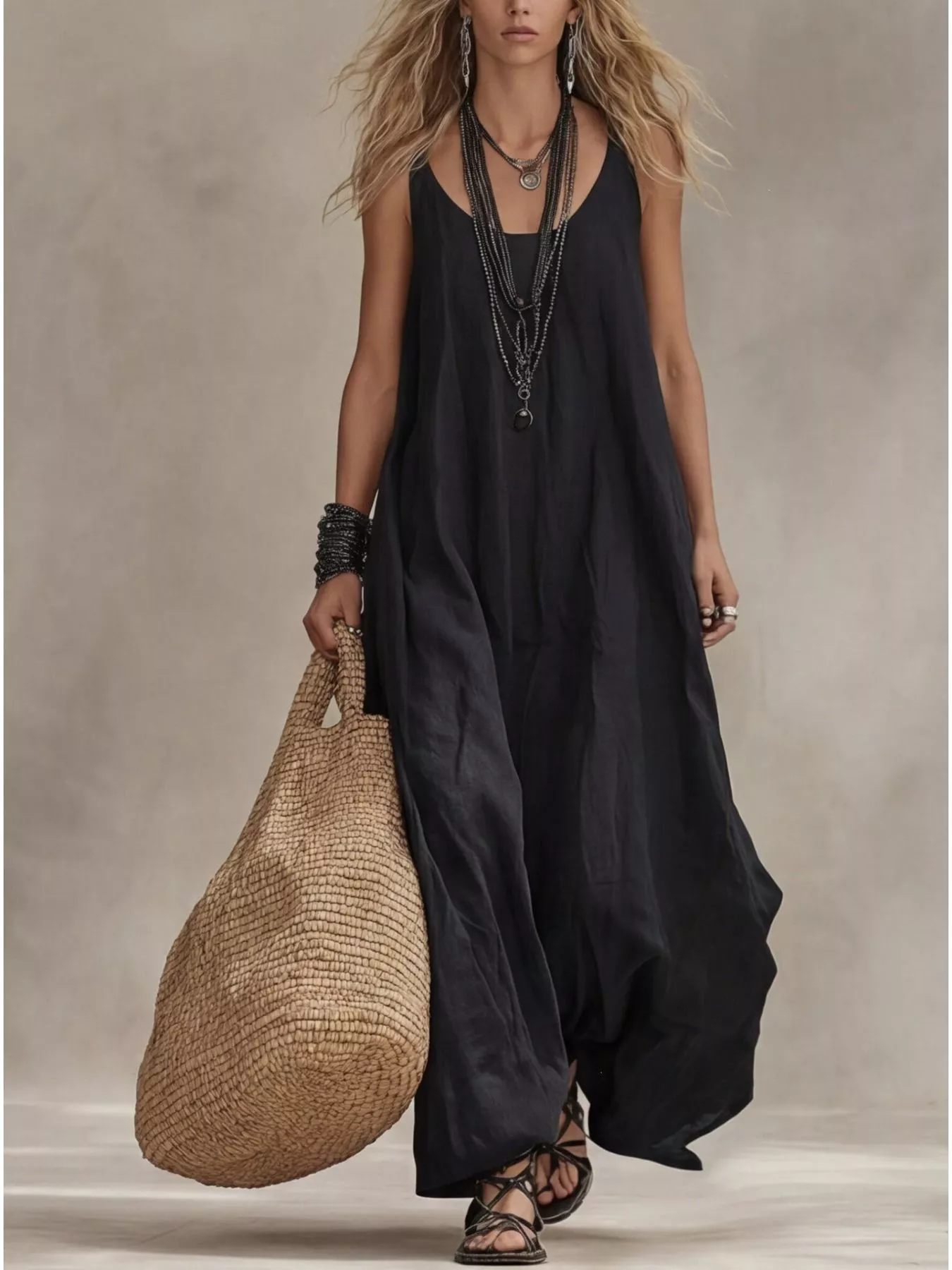 Full Size Scoop Neck Sleeveless Maxi Dress Plus Size - Image 6