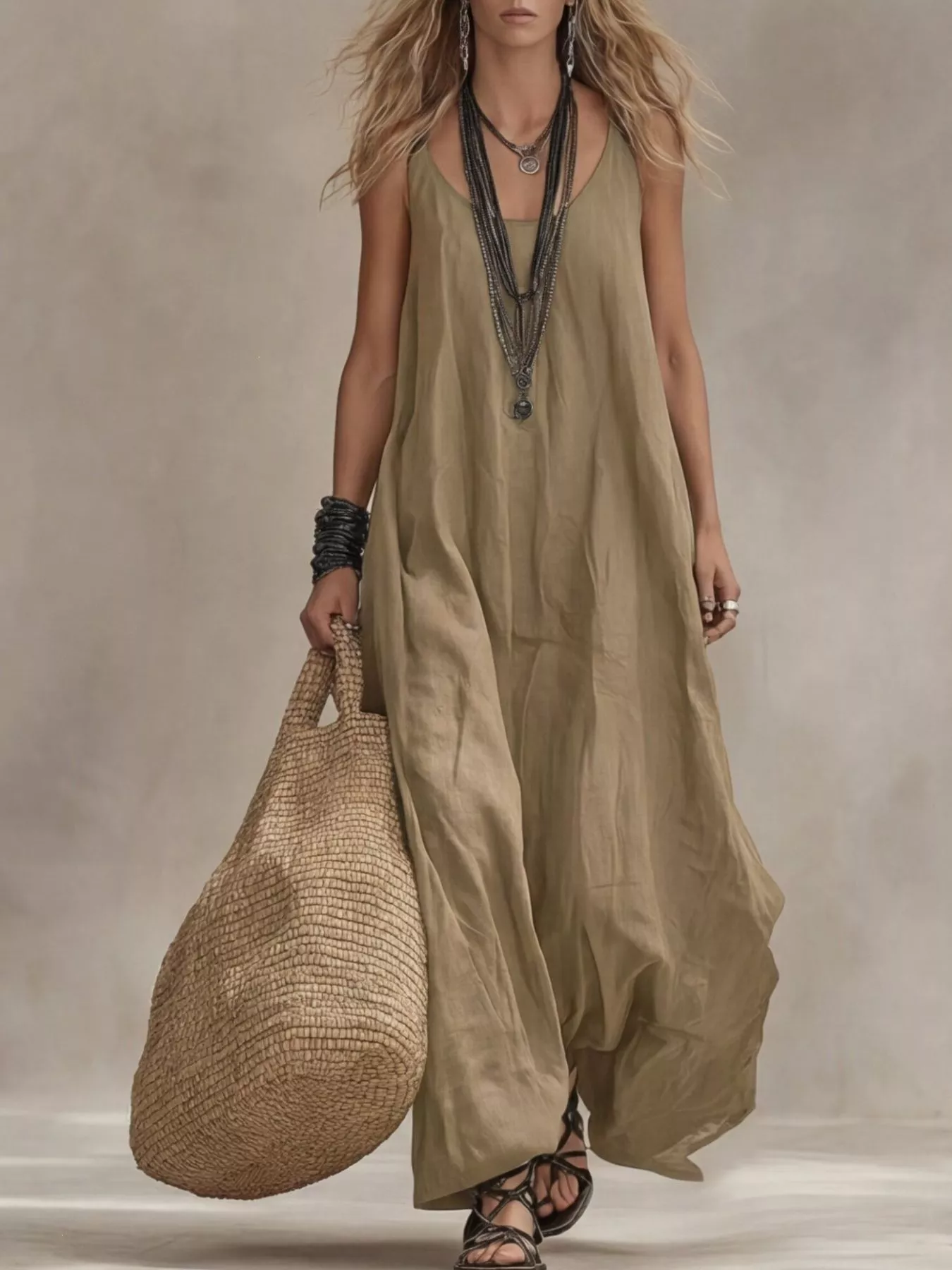 Full Size Scoop Neck Sleeveless Maxi Dress Plus Size - Image 7