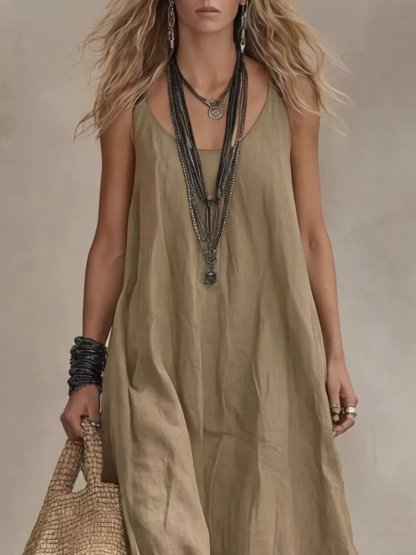 Full Size Scoop Neck Sleeveless Maxi Dress Plus Size - Image 8