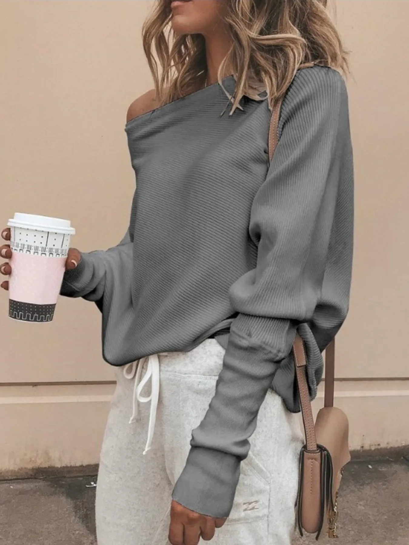 Full Size Single Shoulder Ribbed Knit Top Plus Size - Image 9