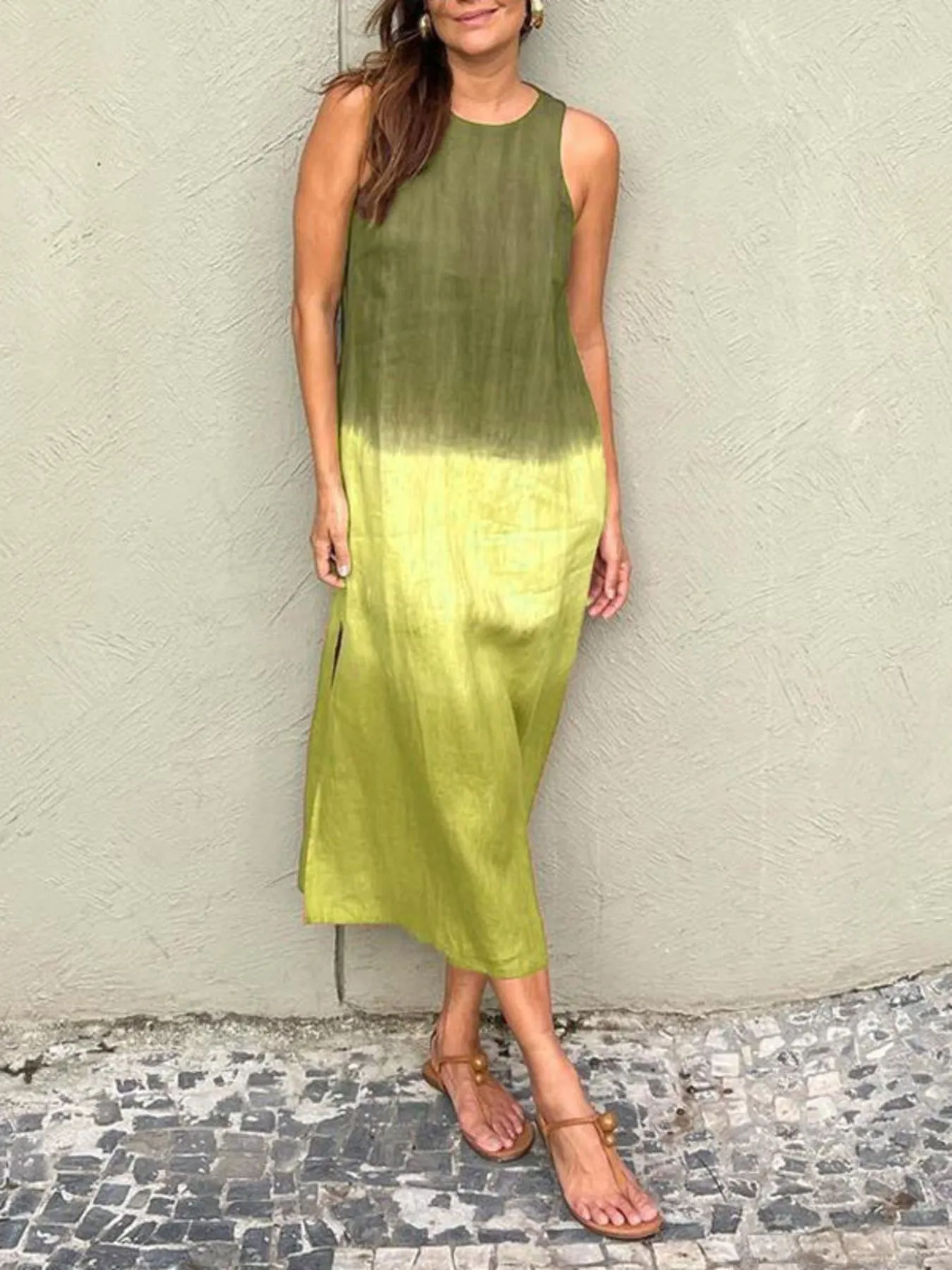 Full Size Sleeveless Gradient Tank Midi Dress Plus Size - Image 10