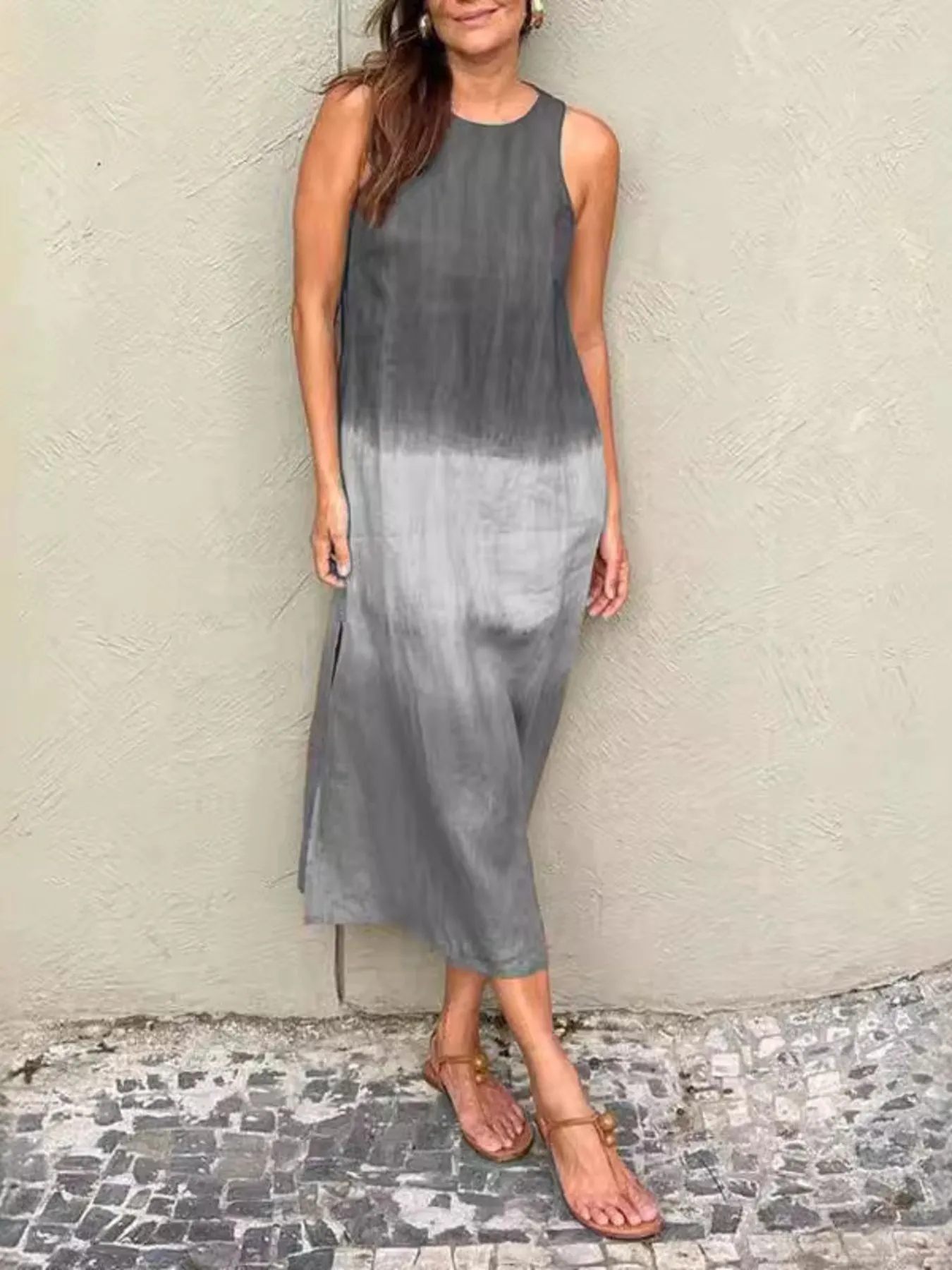 Full Size Sleeveless Gradient Tank Midi Dress Plus Size - Image 13