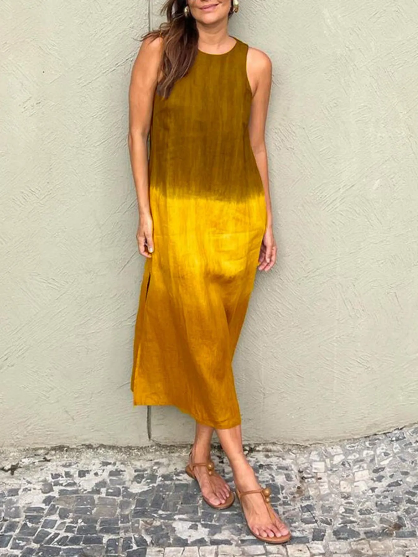 Full Size Sleeveless Gradient Tank Midi Dress Plus Size - Image 19