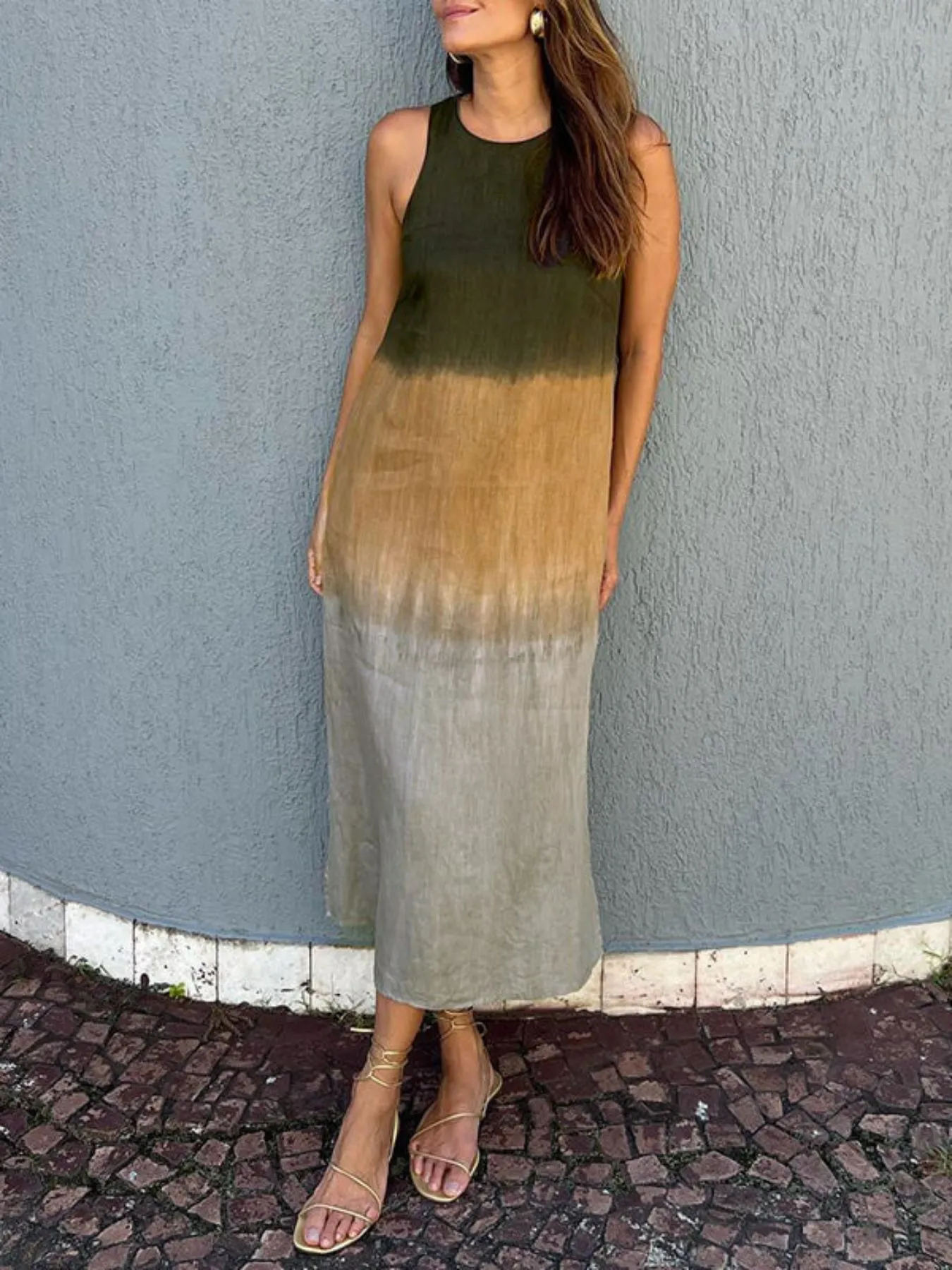 Full Size Sleeveless Gradient Tank Midi Dress Plus Size - Image 22