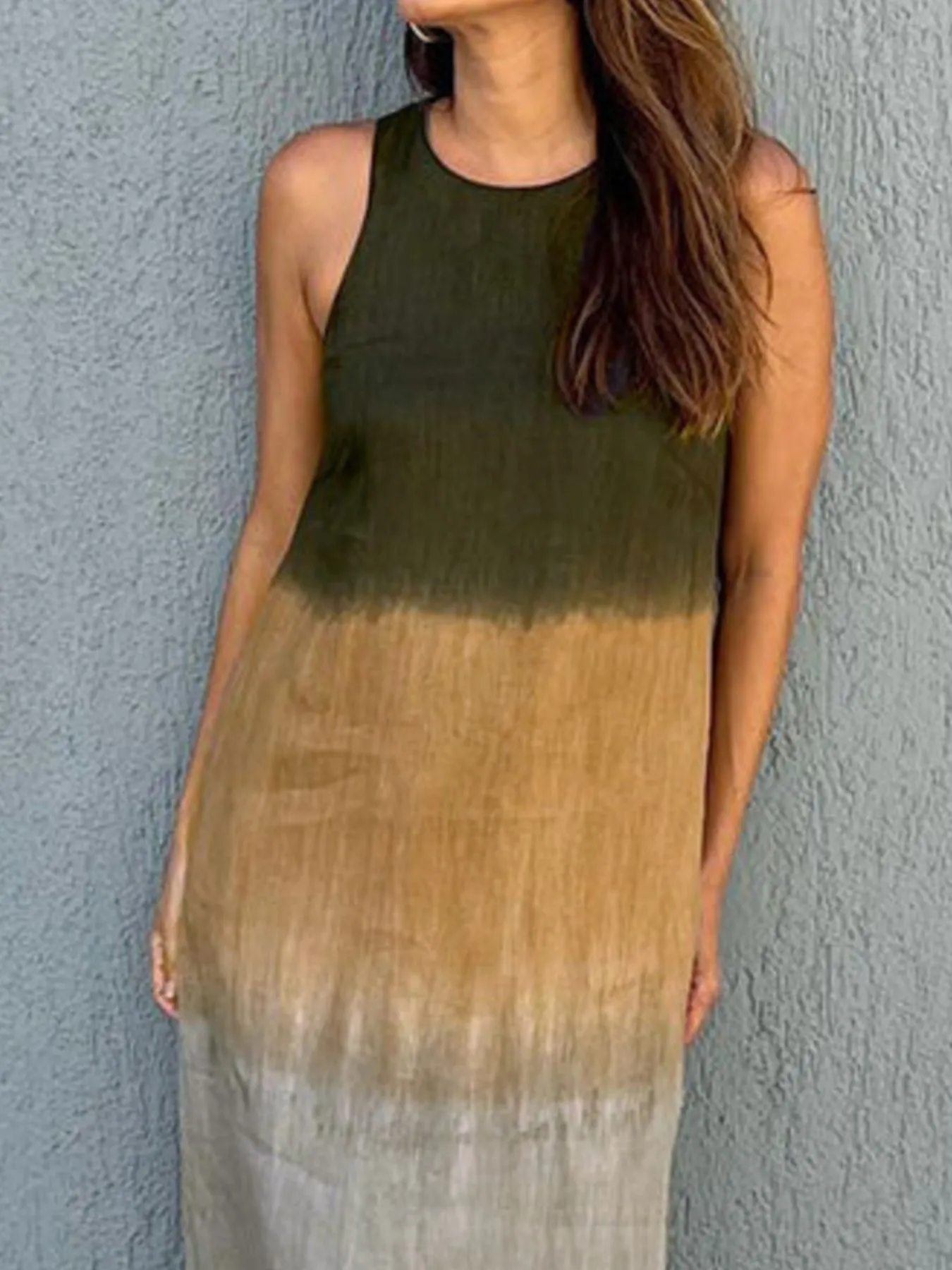 Full Size Sleeveless Gradient Tank Midi Dress Plus Size - Image 23