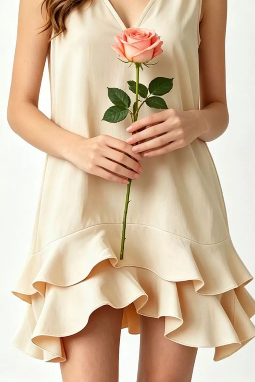 Full Size Sleeveless V-Neck Ruffle Hem Mini Dress Plus Size - Image 5