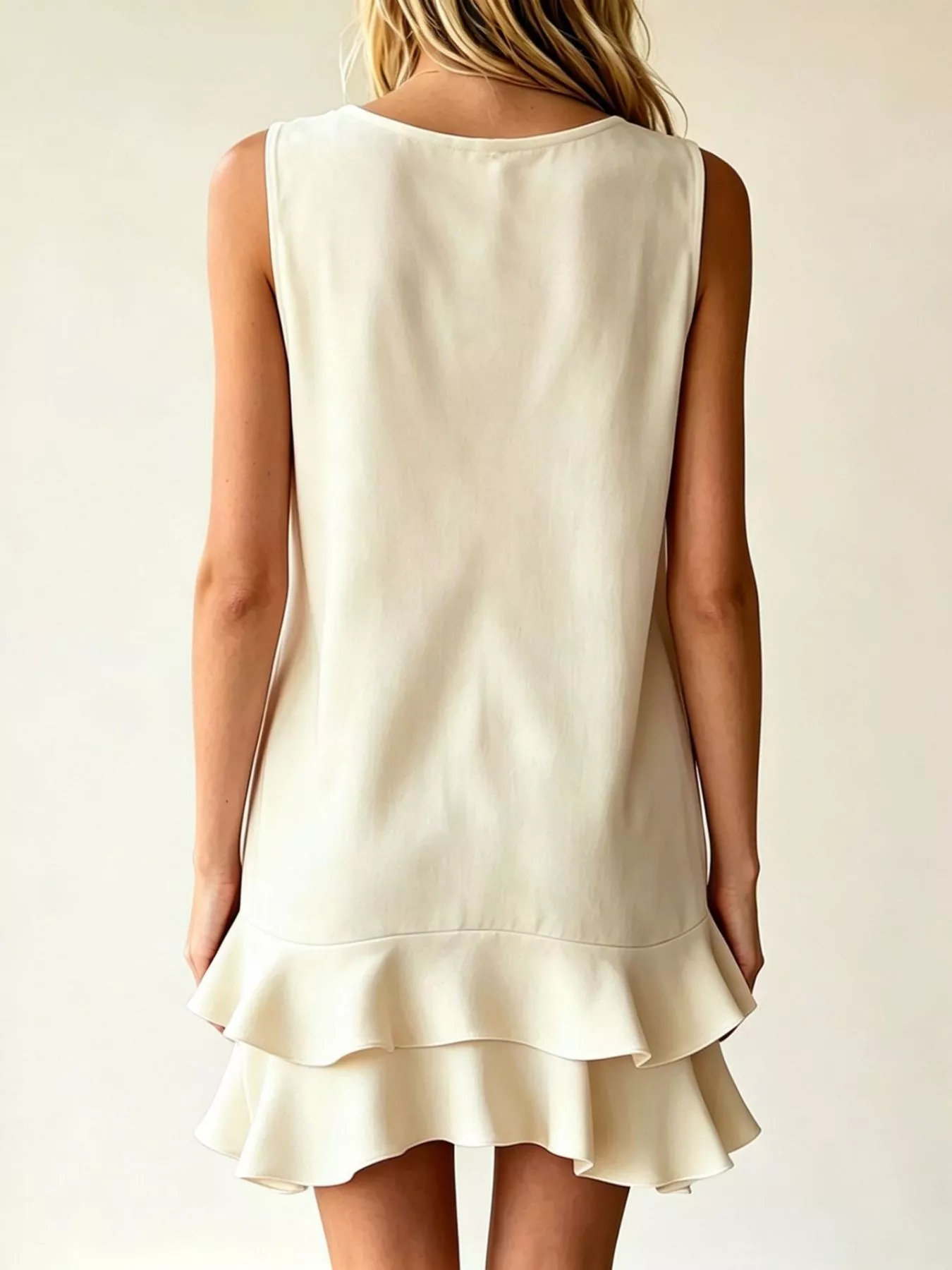 Full Size Sleeveless V-Neck Tiered Ruffle Mini Dress Plus Size - Image 2