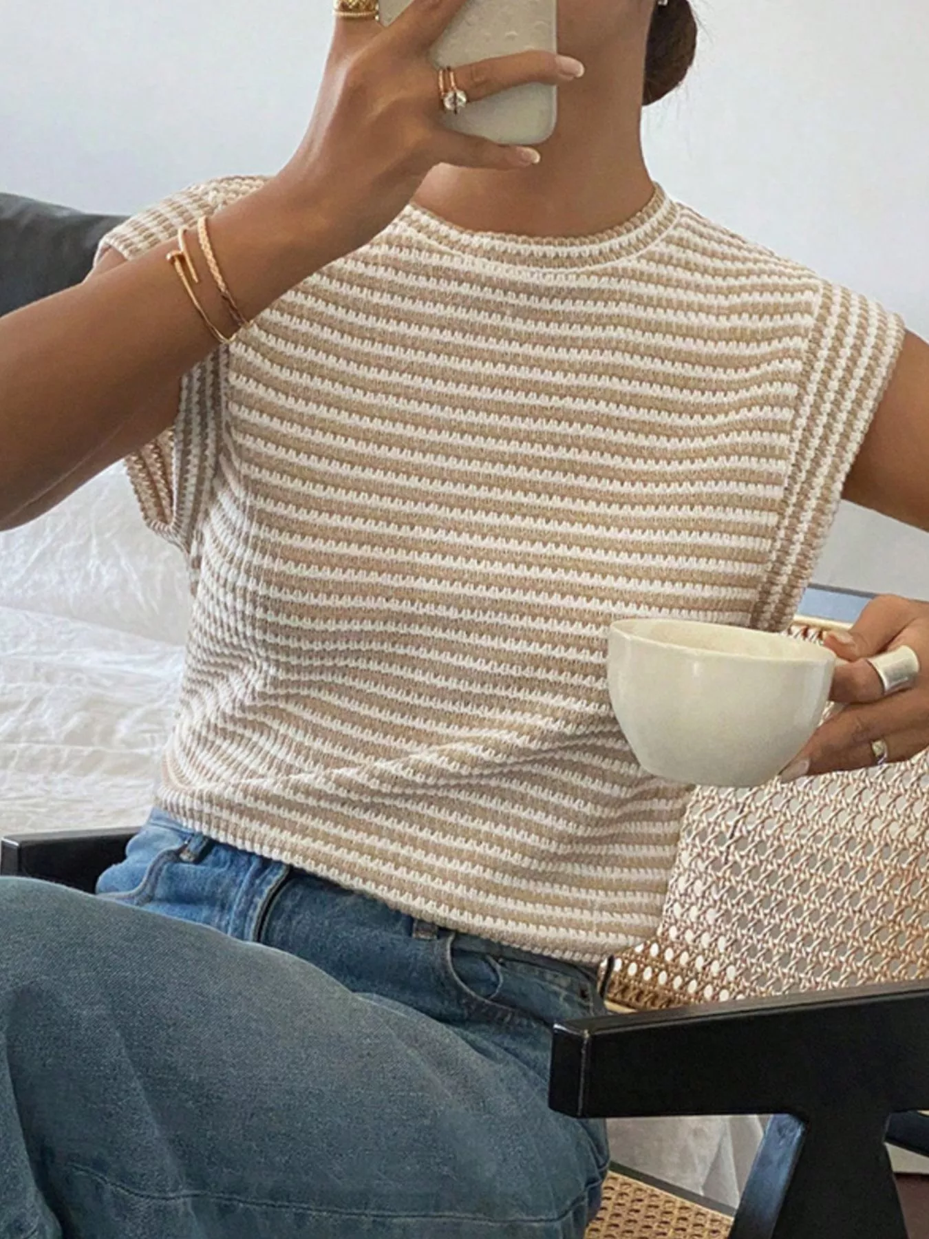 Full Size Striped Round Neck Short Sleeve T-Shirt Plus Size - Image 3