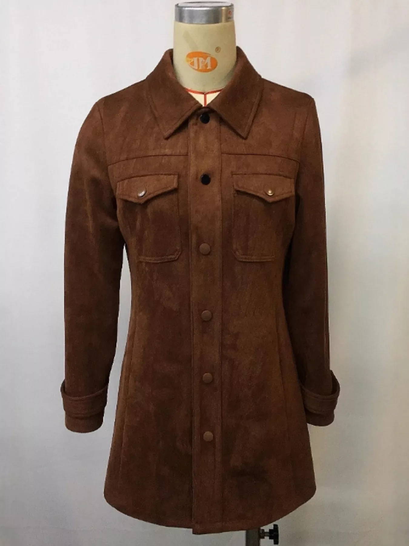 Full Size Suede Button-Down Jacket Plus Size - Image 4