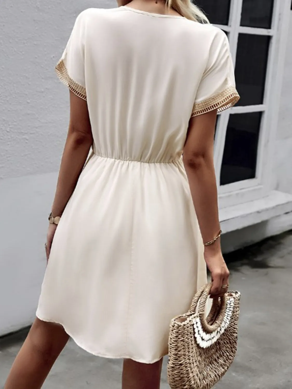 Full Size Tassel V-Neck Short Sleeve Dress Plus Size - Image 18