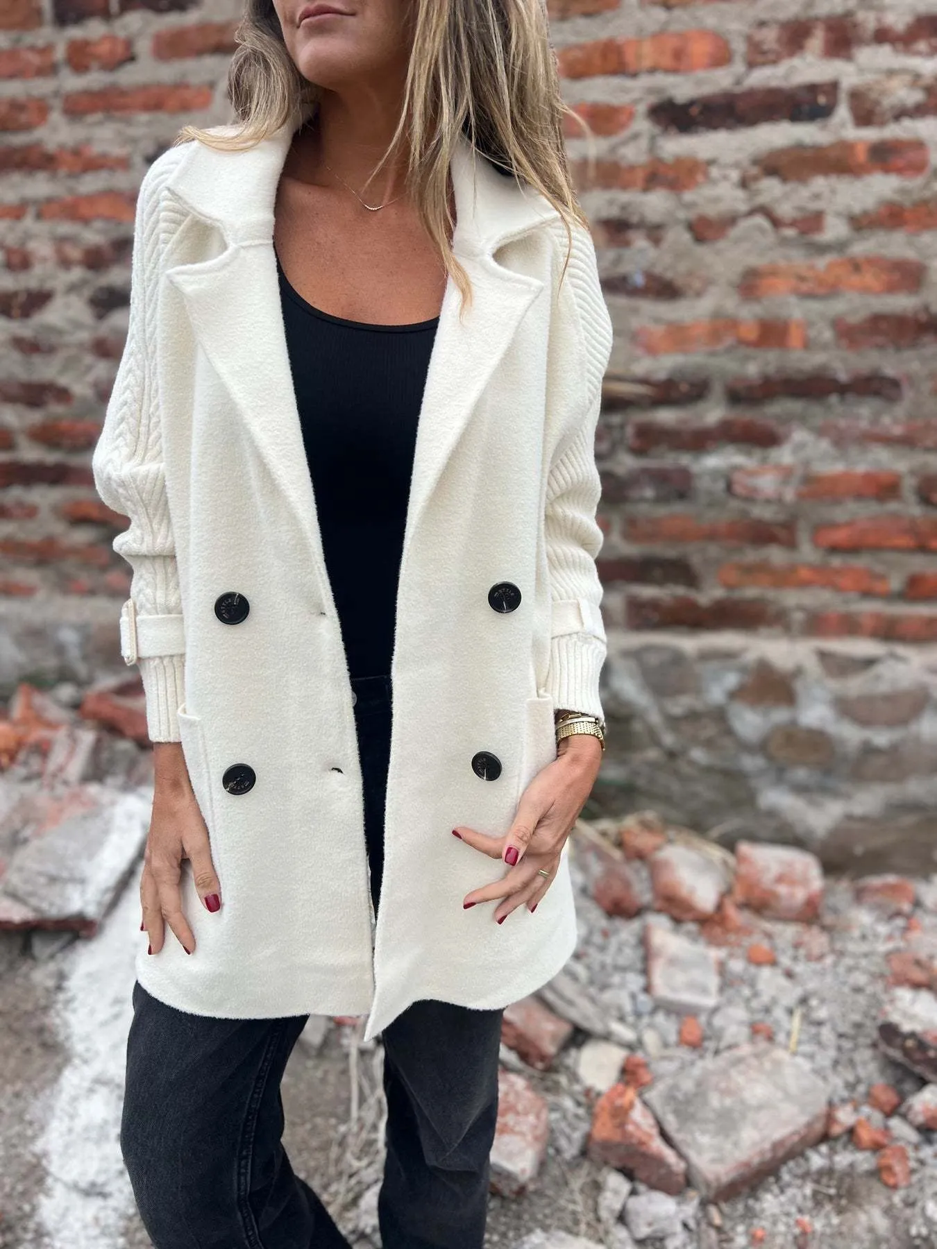 Full Size Texture Knit Longline Coat Plus Size - Image 11