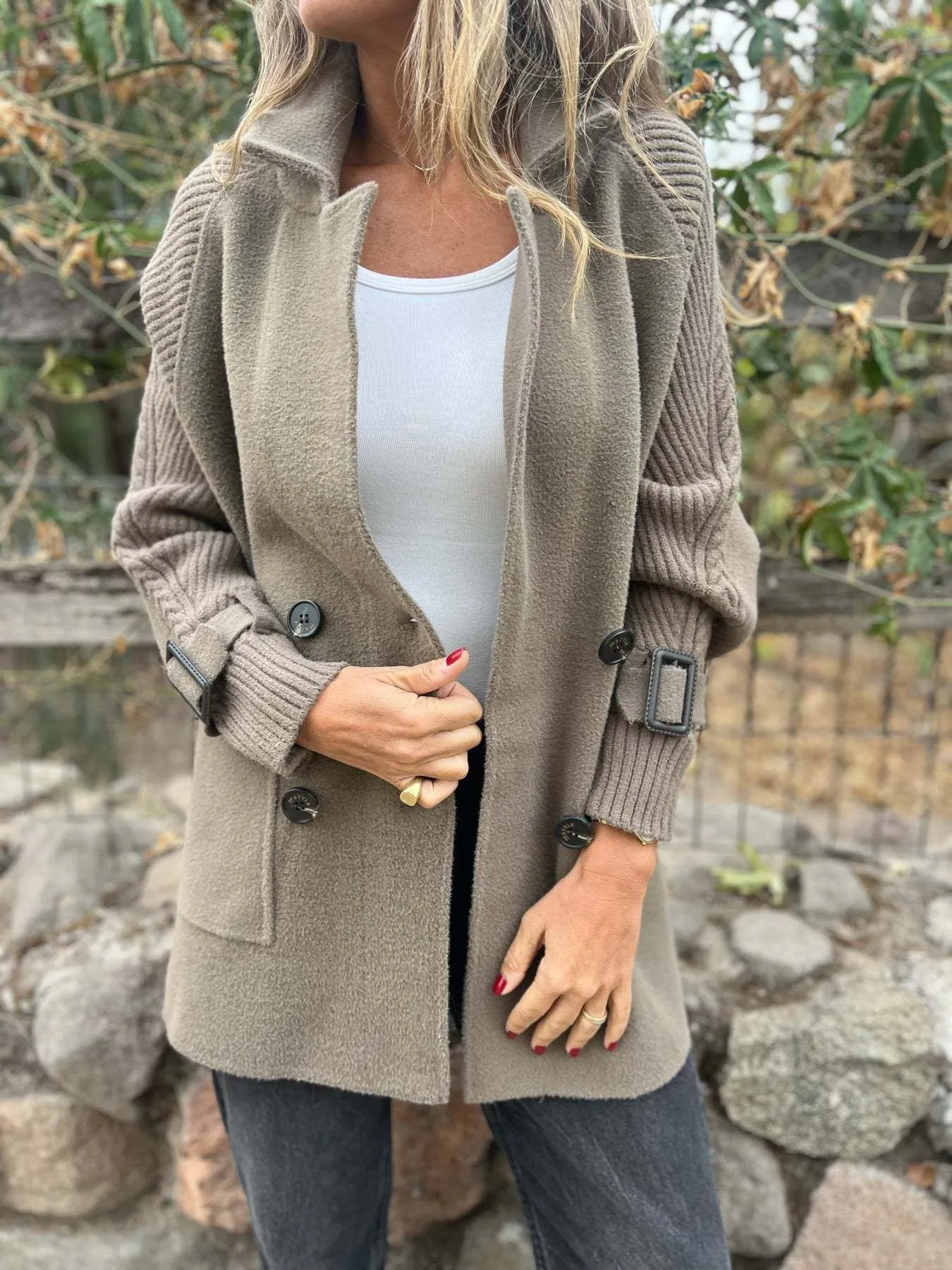 Full Size Texture Knit Longline Coat Plus Size - Image 3