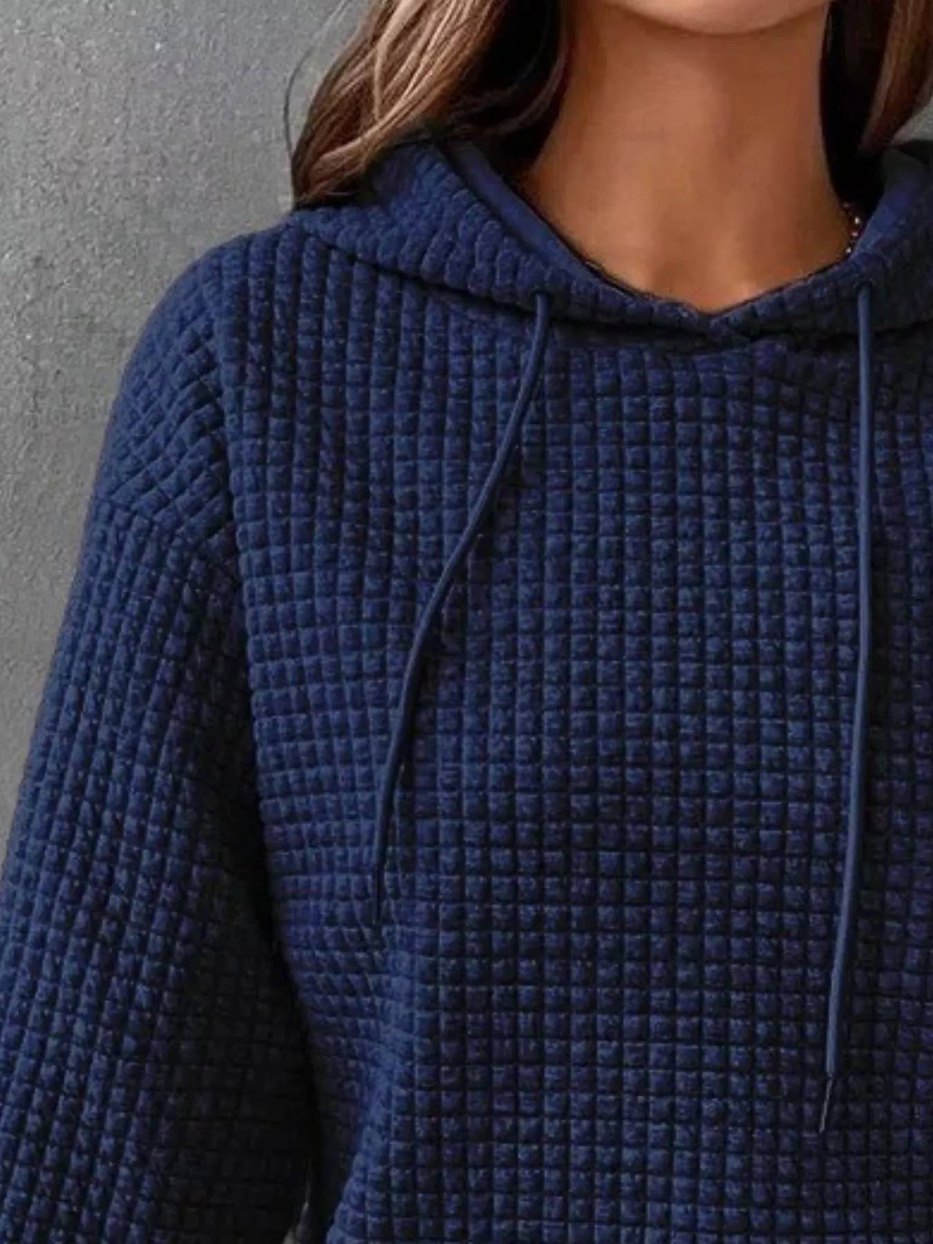 Full Size Textured Kangaroo Pocket Hoodie Plus Size - Image 14