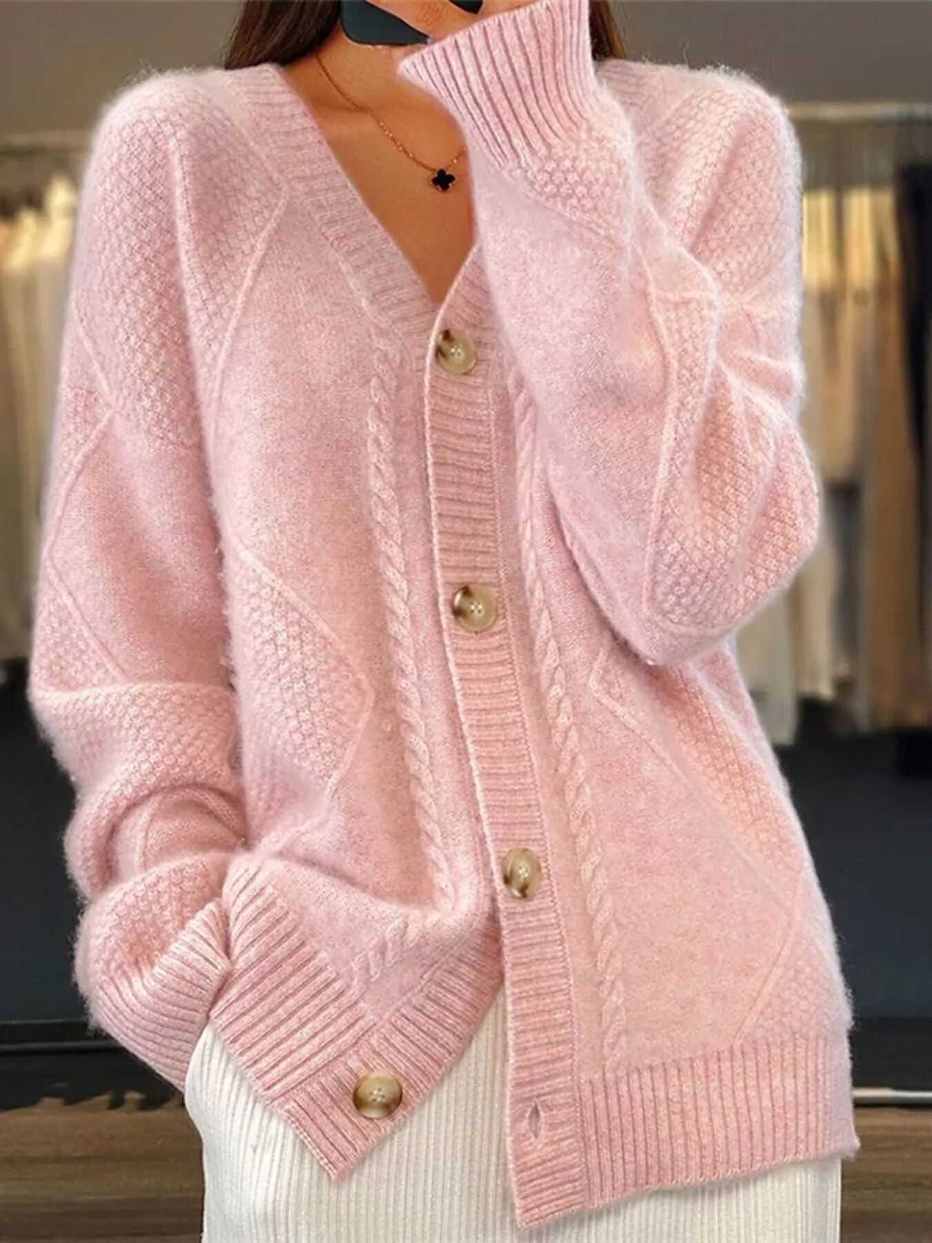 Full Size Textured Knit Button-Down Cardigan Plus Size - Image 4