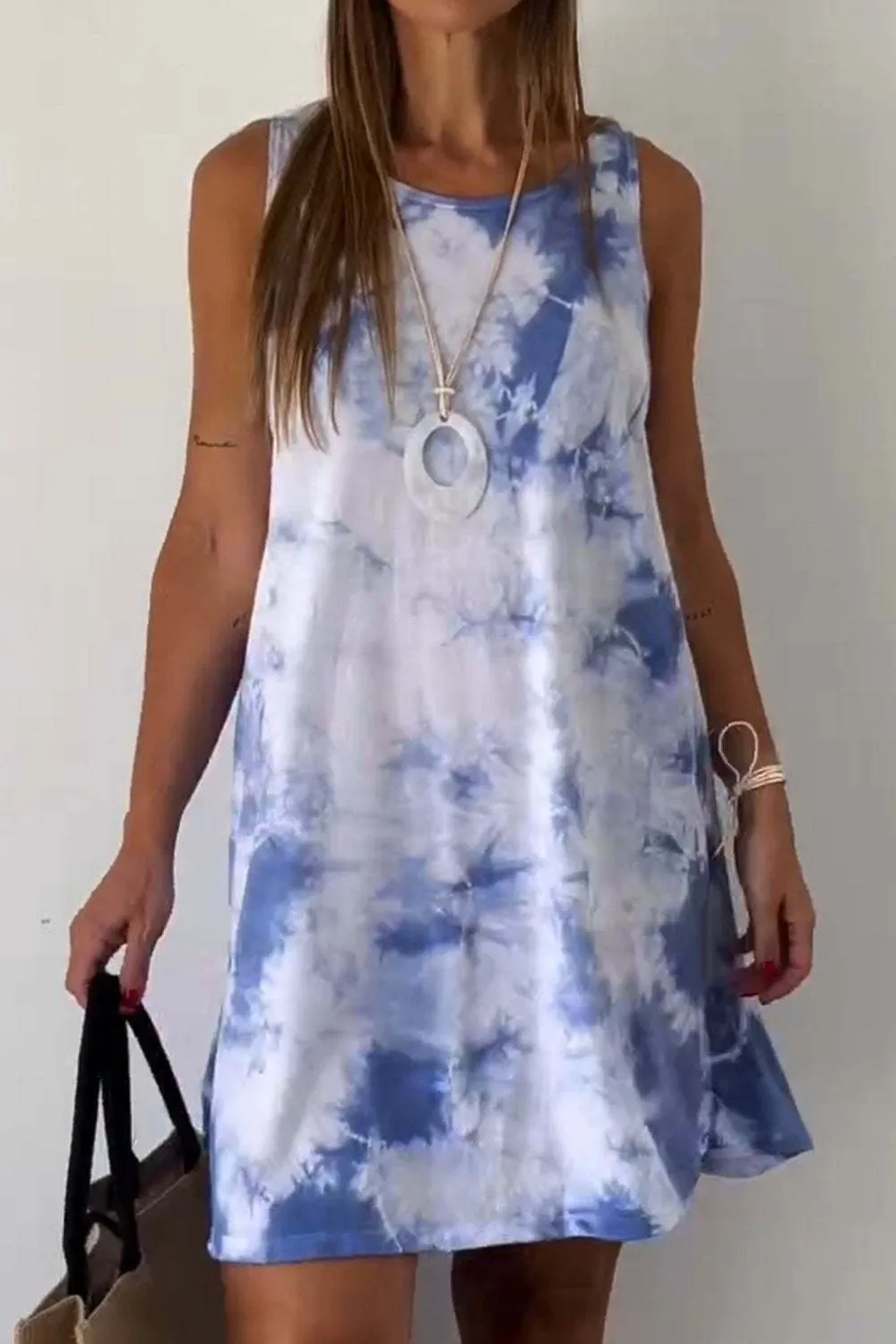 Full Size Tie-Dye Sleeveless Mini Tank Dress Plus Size - Image 13