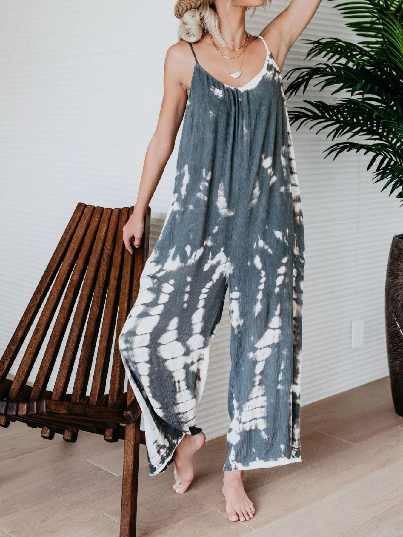 Full Size Tie-Dye Wide Leg Jumpsuit Plus Size - Image 14