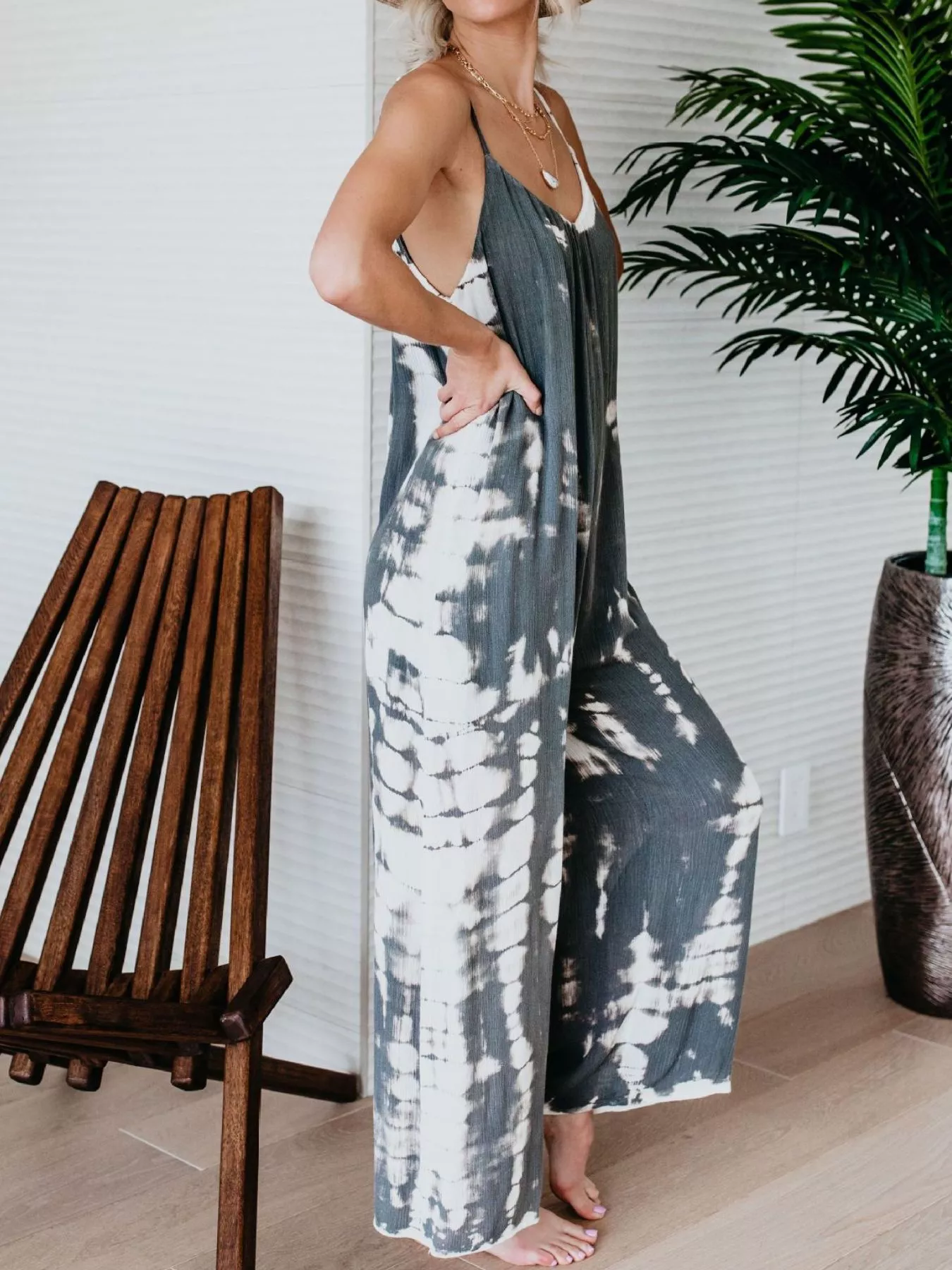 Full Size Tie-Dye Wide Leg Jumpsuit Plus Size - Image 16