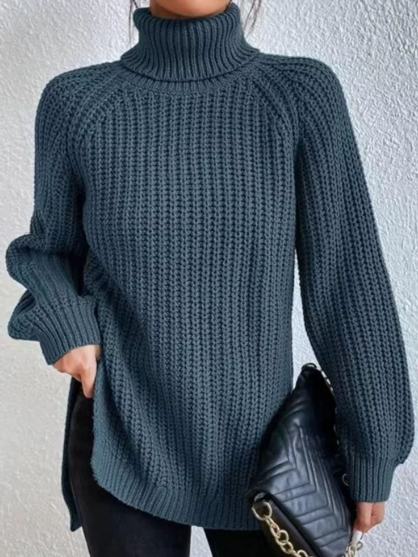 Full Size Turtleneck Long Sleeve Sweater Plus Size - Image 7