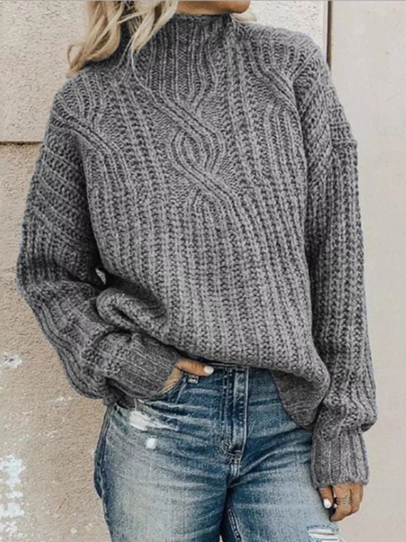 Full Size Turtleneck Long Sleeve Sweater Plus Size - Image 10