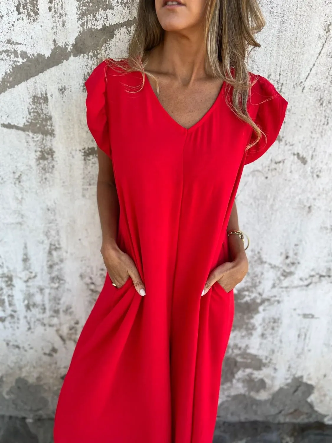 Full Size V-Neck Cap Sleeve Wide Leg Jumpsuit Plus Size - Image 12