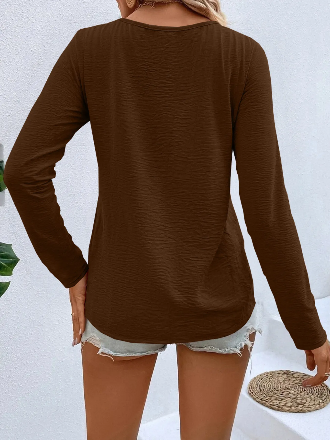 Full Size V-Neck Long Sleeve T-Shirt Plus Size - Image 15